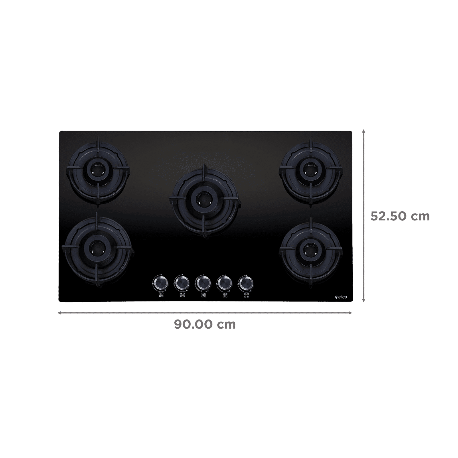 elica FLEXI 590 LOTUS IND FLAME HD BRASS Toughened Glass Top 5 Burner Automatic Hob (Multi Flame Burner, Black)_2