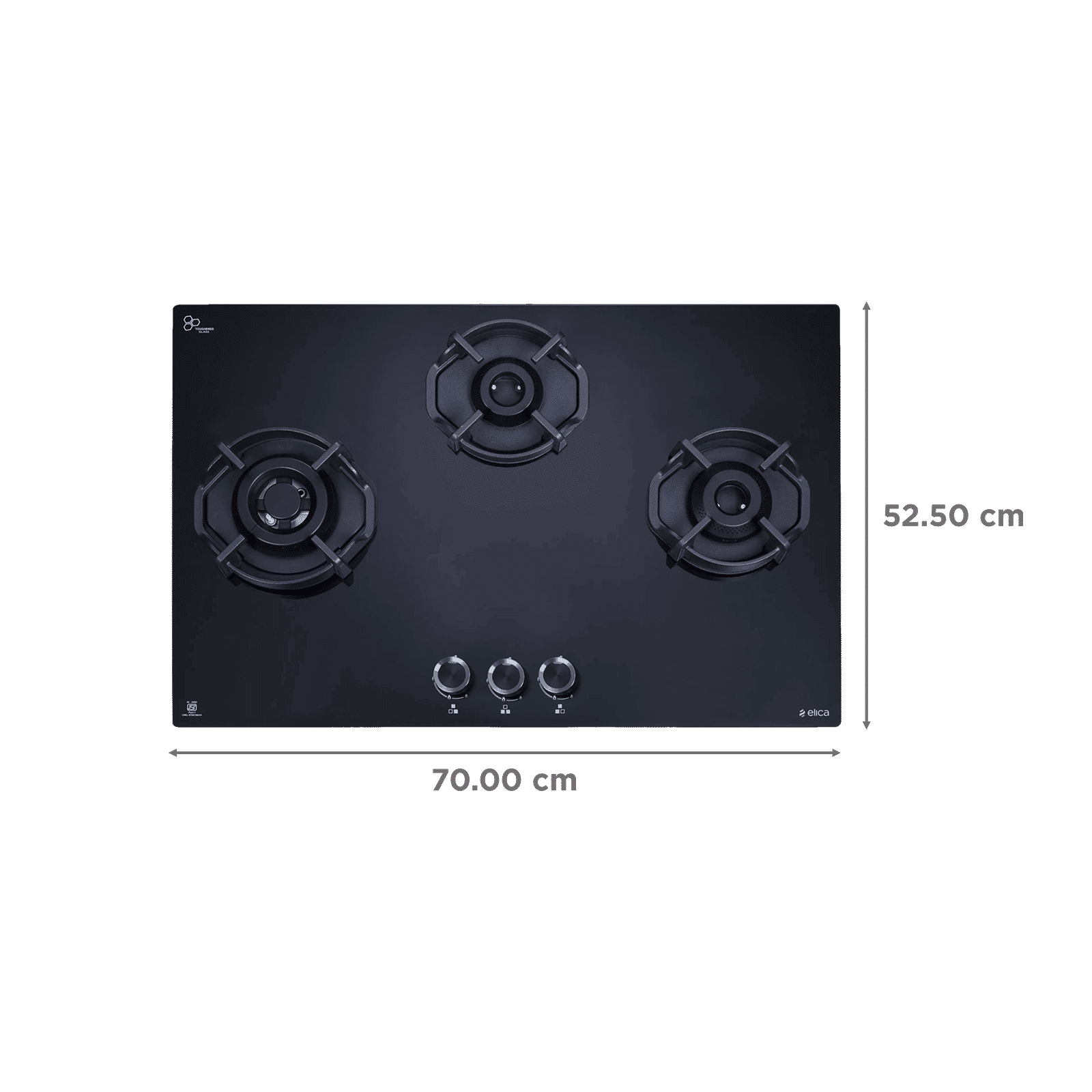 elica FLEXI HEXA 370 LOTUS IND HD Toughened Glass Top 3 Burner Automatic Hob (Multi Flame Burner, Black)_2