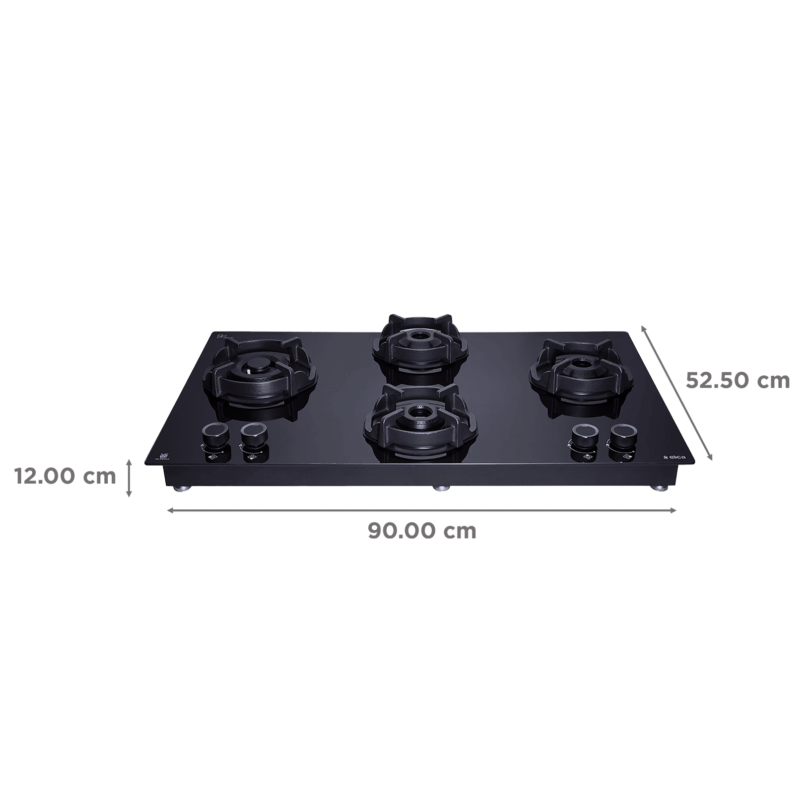 elica FLEXI HEXA 491 LOTUS IND HD BRASS Toughened Glass Top 4 Burner Automatic Hob (Multi Flame Burner, Black)_2