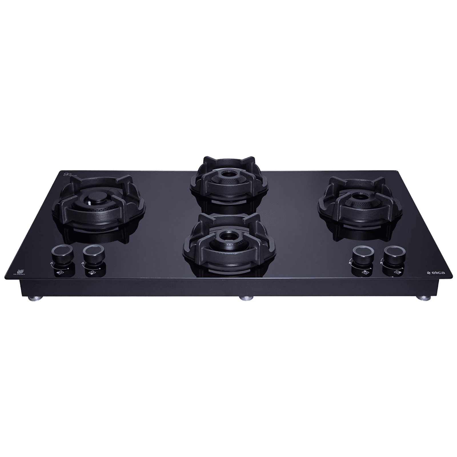 elica FLEXI HEXA 491 LOTUS IND HD BRASS Toughened Glass Top 4 Burner Automatic Hob (Multi Flame Burner, Black)_7