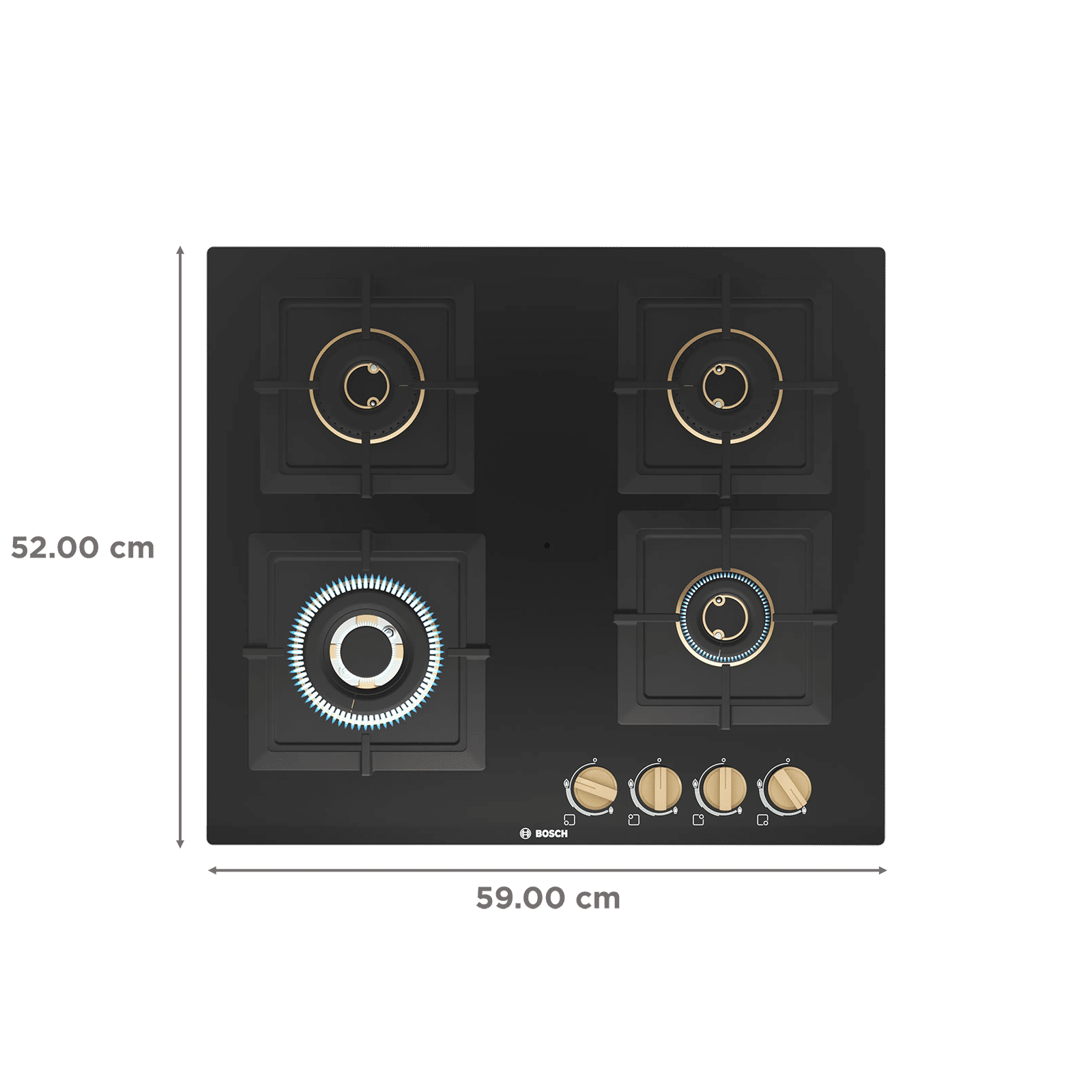 BOSCH Series 4 Toughened Glass Top 4 Burner Automatic Hob (Cast Iron Pan Supports, Black)_2