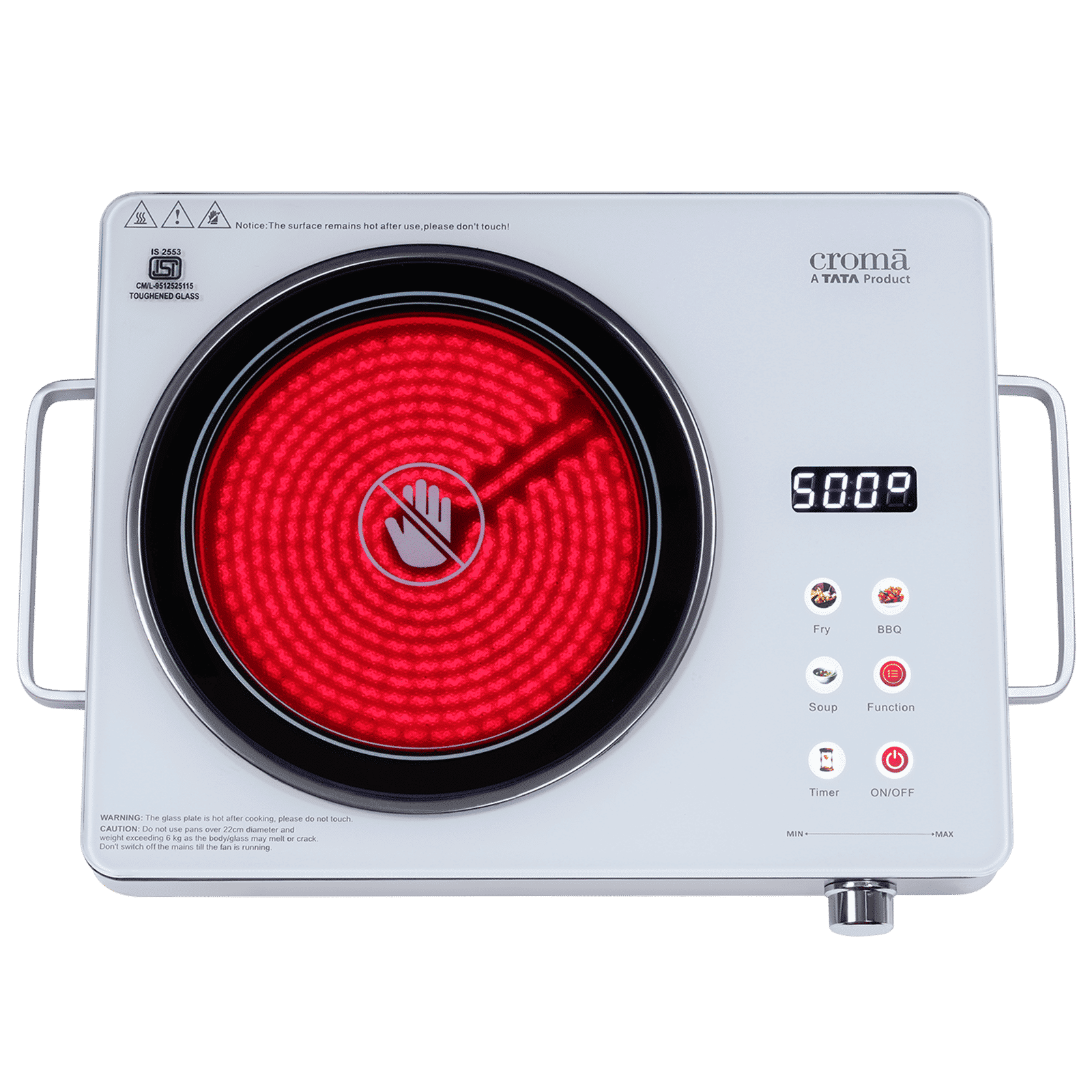 Croma Infrared 2200W Induction Cooktop with 3 Preset Menus_1
