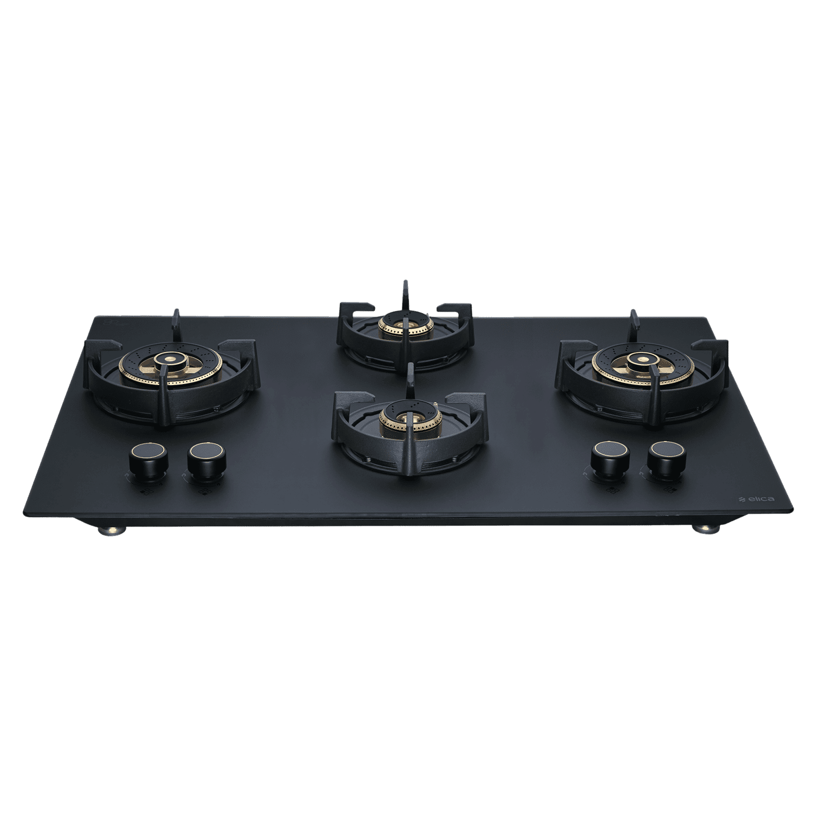 elica MATT FLEXI DFS HE FB 4B 91 DX Toughened Glass Top 4 Burner Automatic Hob (Cast Iron Pan Support with Heat Guard, Matt Finish Black Glass)_1