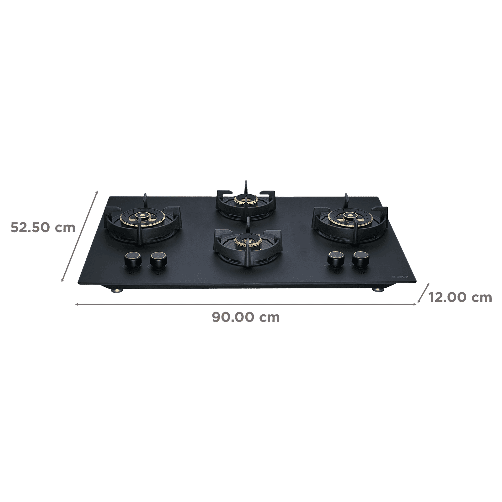 elica MATT FLEXI DFS HE FB 4B 91 DX Toughened Glass Top 4 Burner Automatic Hob (Cast Iron Pan Support with Heat Guard, Matt Finish Black Glass)_2