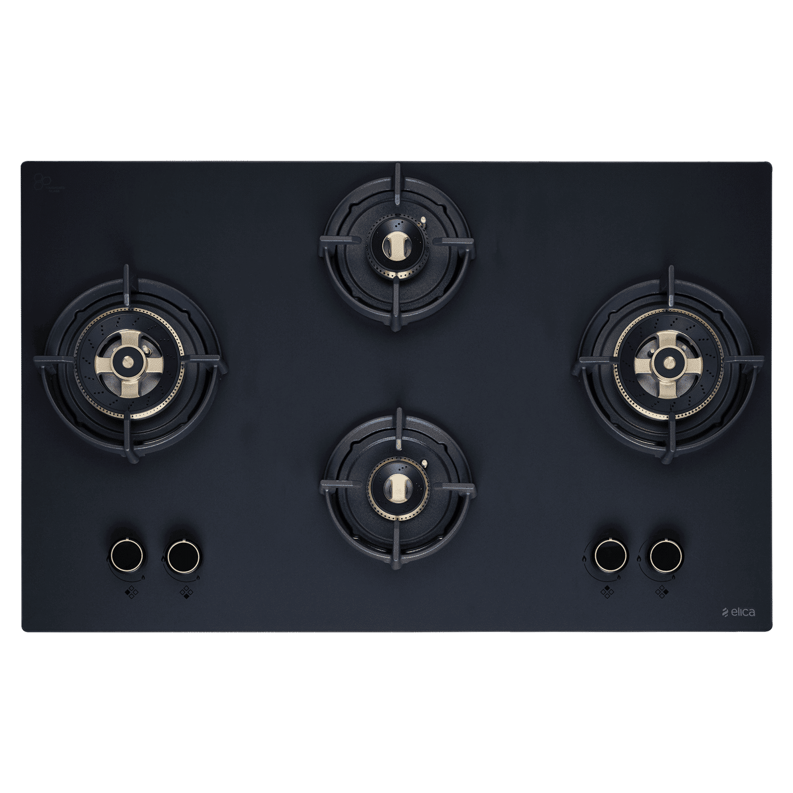 elica MATT FLEXI DFS HE FB 4B 91 DX Toughened Glass Top 4 Burner Automatic Hob (Cast Iron Pan Support with Heat Guard, Matt Finish Black Glass)_3
