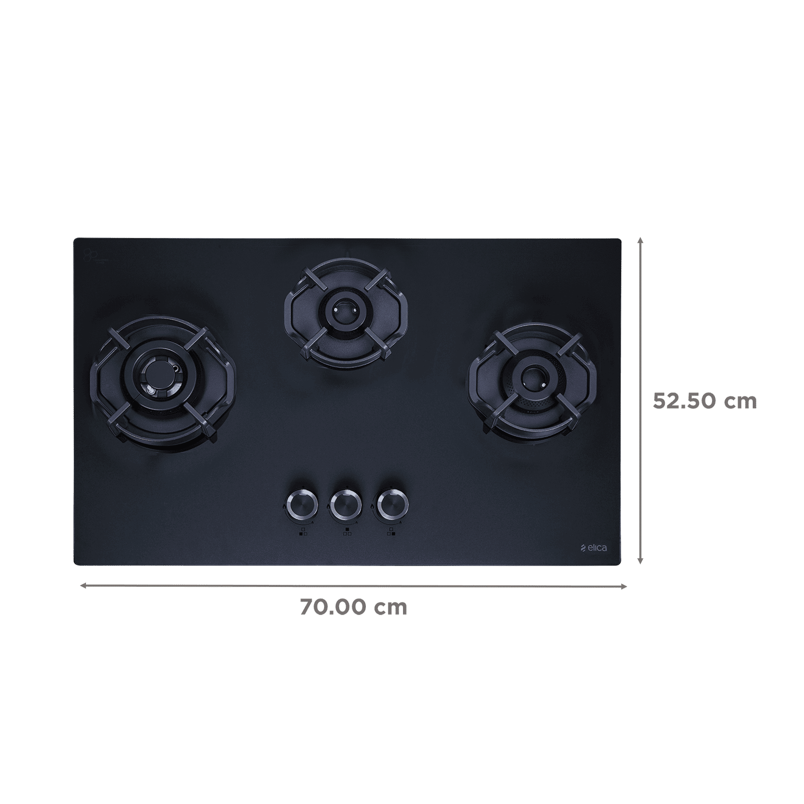 elica MATT FLEXI HEXA 370 LOTUS IND HD BRASS Glass Top 3 Burner Automatic Hob (Cast Iron Pan Support, Matt Finish Black Glass)_2