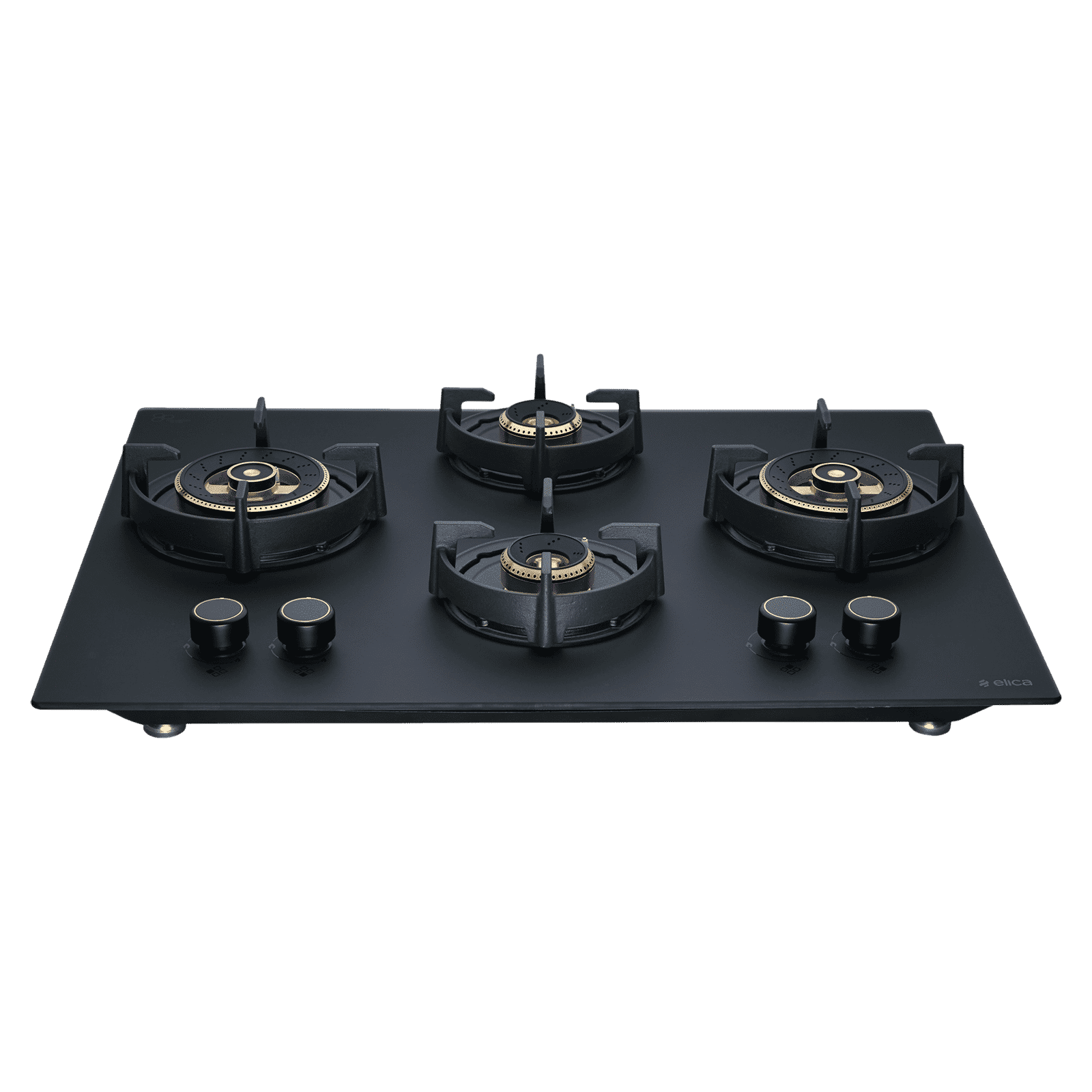 elica MATT FLEXI DFS HE FB 4B 70 DX Toughened Glass Top 4 Burner Automatic Hob (Cast Iron Pan Support with Heat Guard, Matt Finish Black Glass)_1
