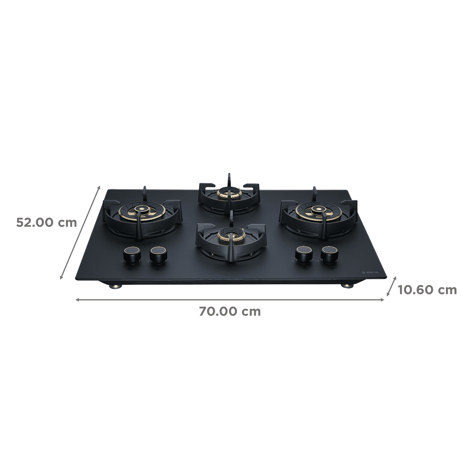 elica MATT FLEXI DFS HE FB 4B 70 DX Toughened Glass Top 4 Burner Automatic Hob (Cast Iron Pan Support with Heat Guard, Matt Finish Black Glass)_2