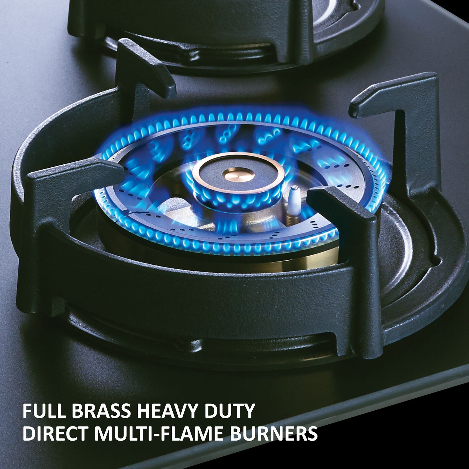 elica MATT FLEXI DFS HE FB 4B 70 DX Toughened Glass Top 4 Burner Automatic Hob (Cast Iron Pan Support with Heat Guard, Matt Finish Black Glass)_3