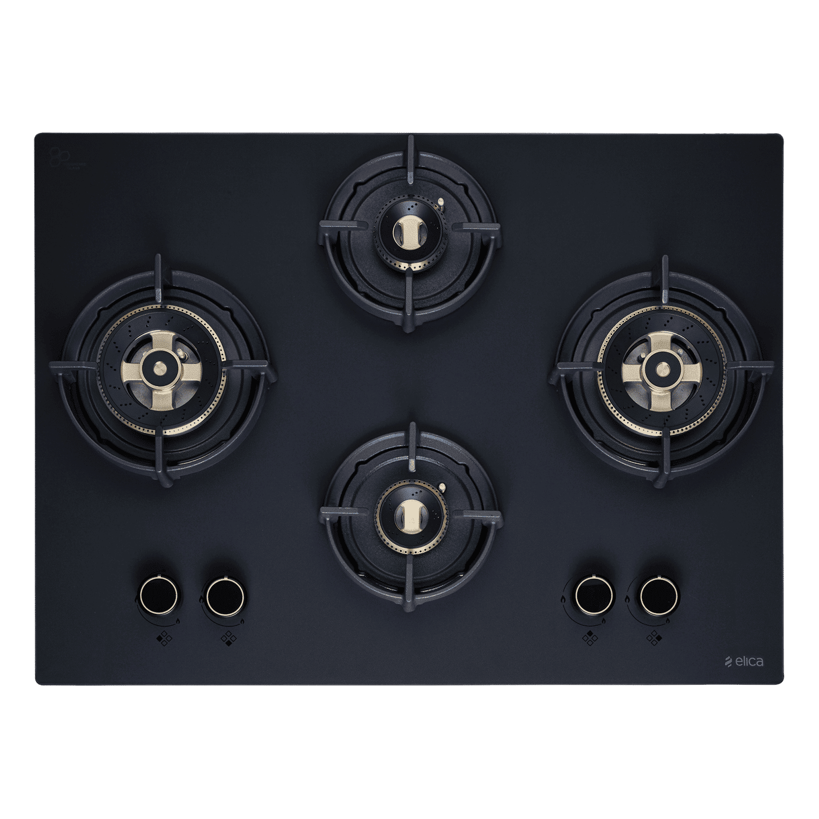 elica MATT FLEXI DFS HE FB 4B 70 DX Toughened Glass Top 4 Burner Automatic Hob (Cast Iron Pan Support with Heat Guard, Matt Finish Black Glass)_4