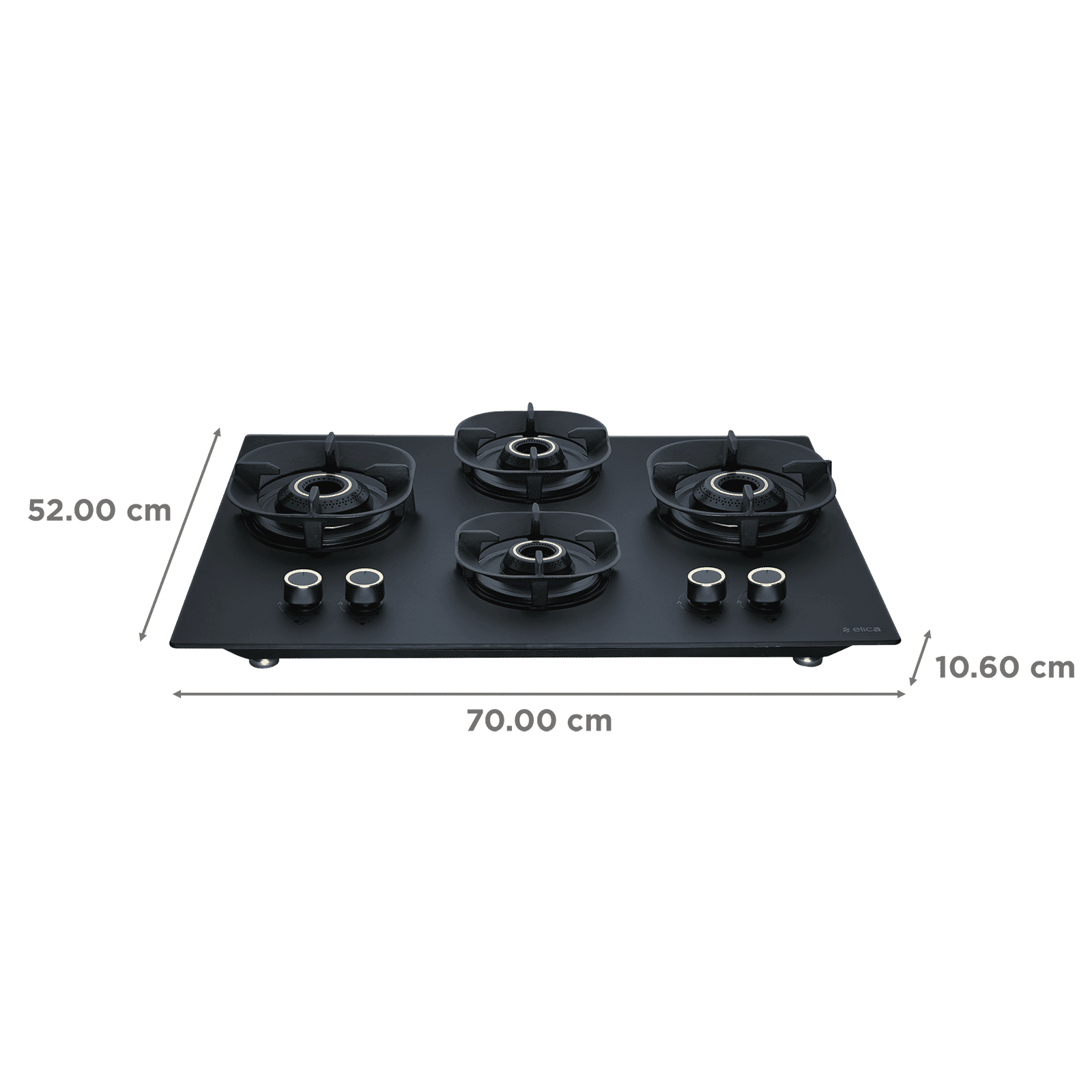 elica MATT CROWN FLEXI 470 LOTUS IND HD BRASS Glass Top 4 Burner Automatic Hob (Cast Iron Pan Support with Heat Guard, Matt Finish Black Glass)_2