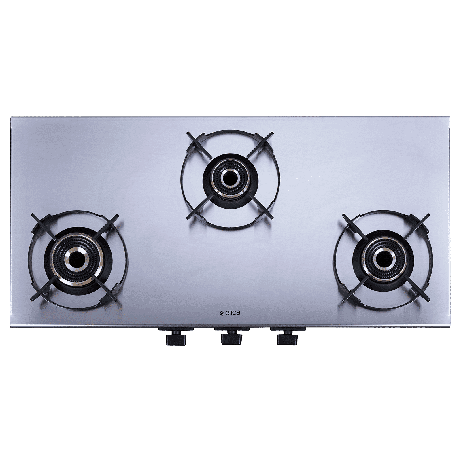 elica INOX HD 3B 77 3 Burner Manual Gas Stove (Round Euro Coated Pan Support, Stainless Steel)_5