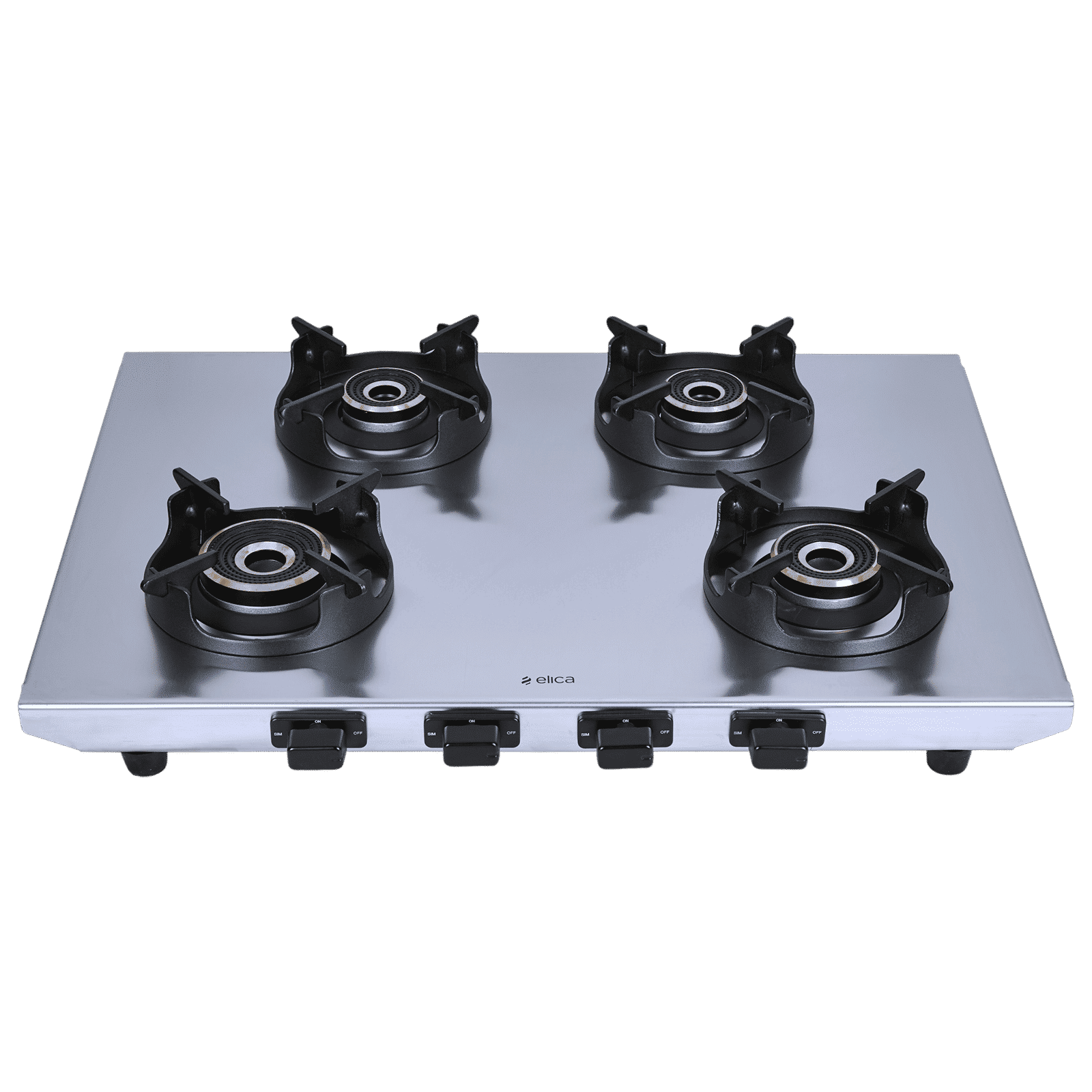 elica INOX HD 4B 69 4 Burner Manual Gas Stove (Round Euro Coated Pan Support, Stainless Steel)_1