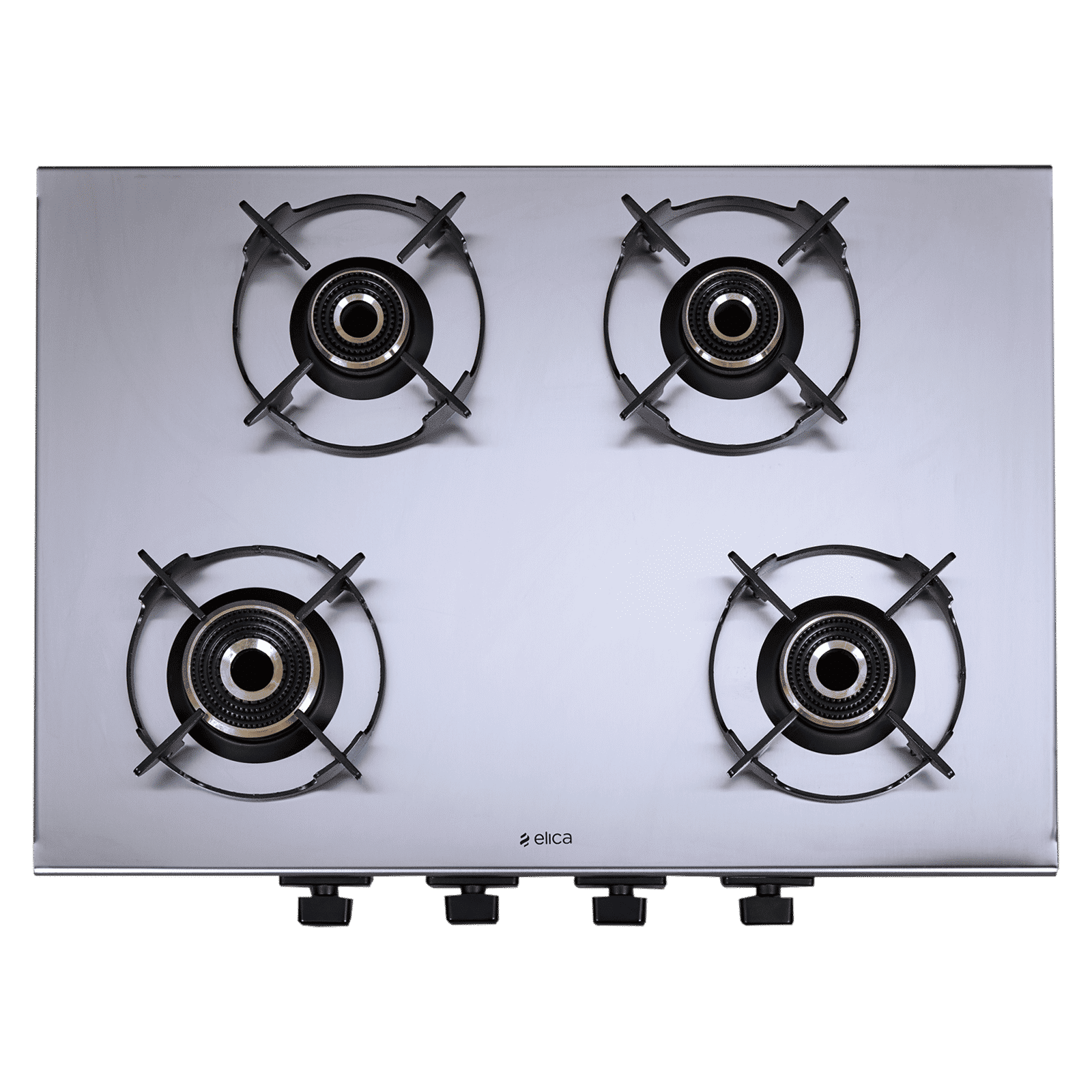elica INOX HD 4B 69 4 Burner Manual Gas Stove (Round Euro Coated Pan Support, Stainless Steel)_4