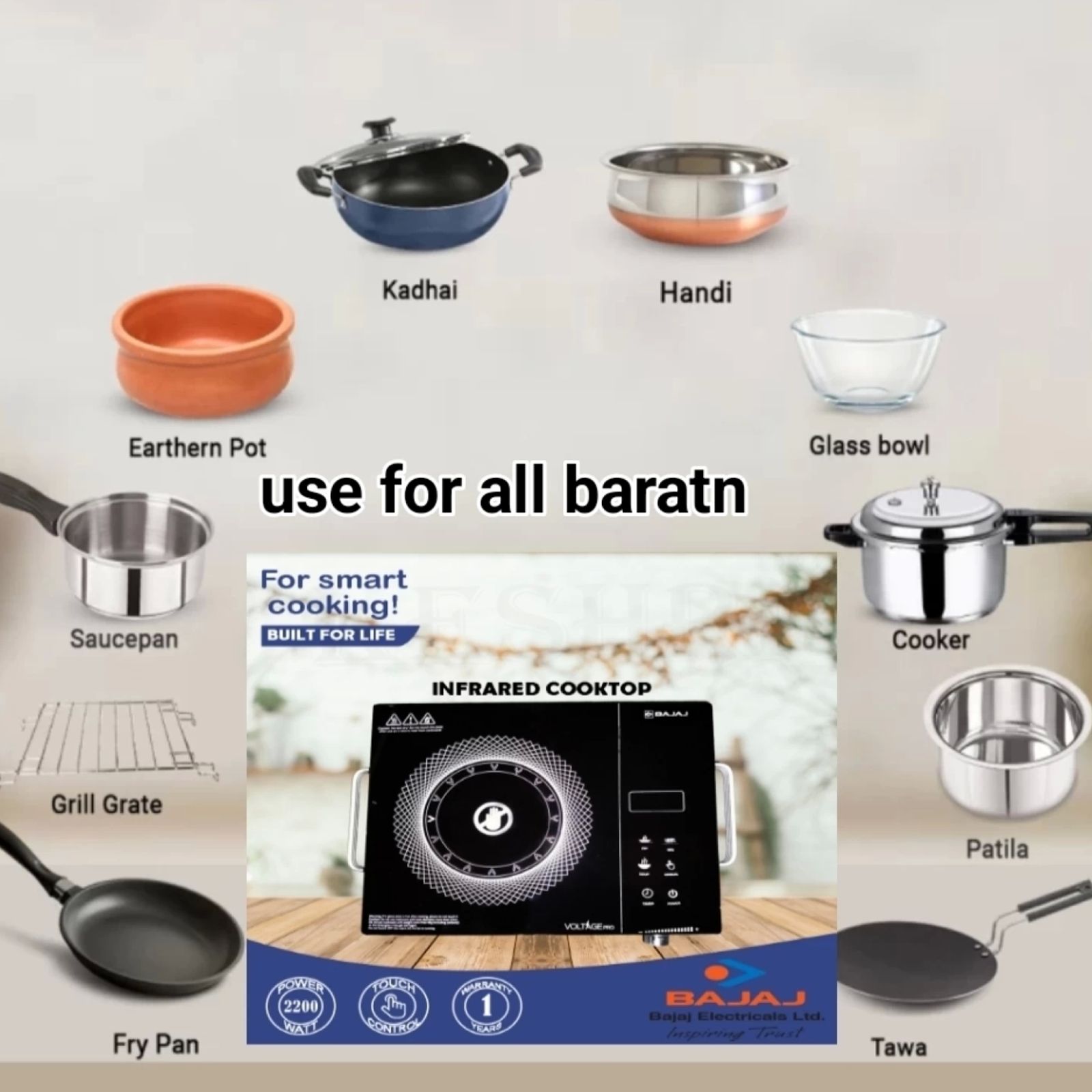 BAJAJ IRX 220F Infrared 2200W Induction Cooktop with 3 Preset Menus BAJAJ IRX 220F Infrared 2200W Induction Cooktop with 3 Preset Menus_4