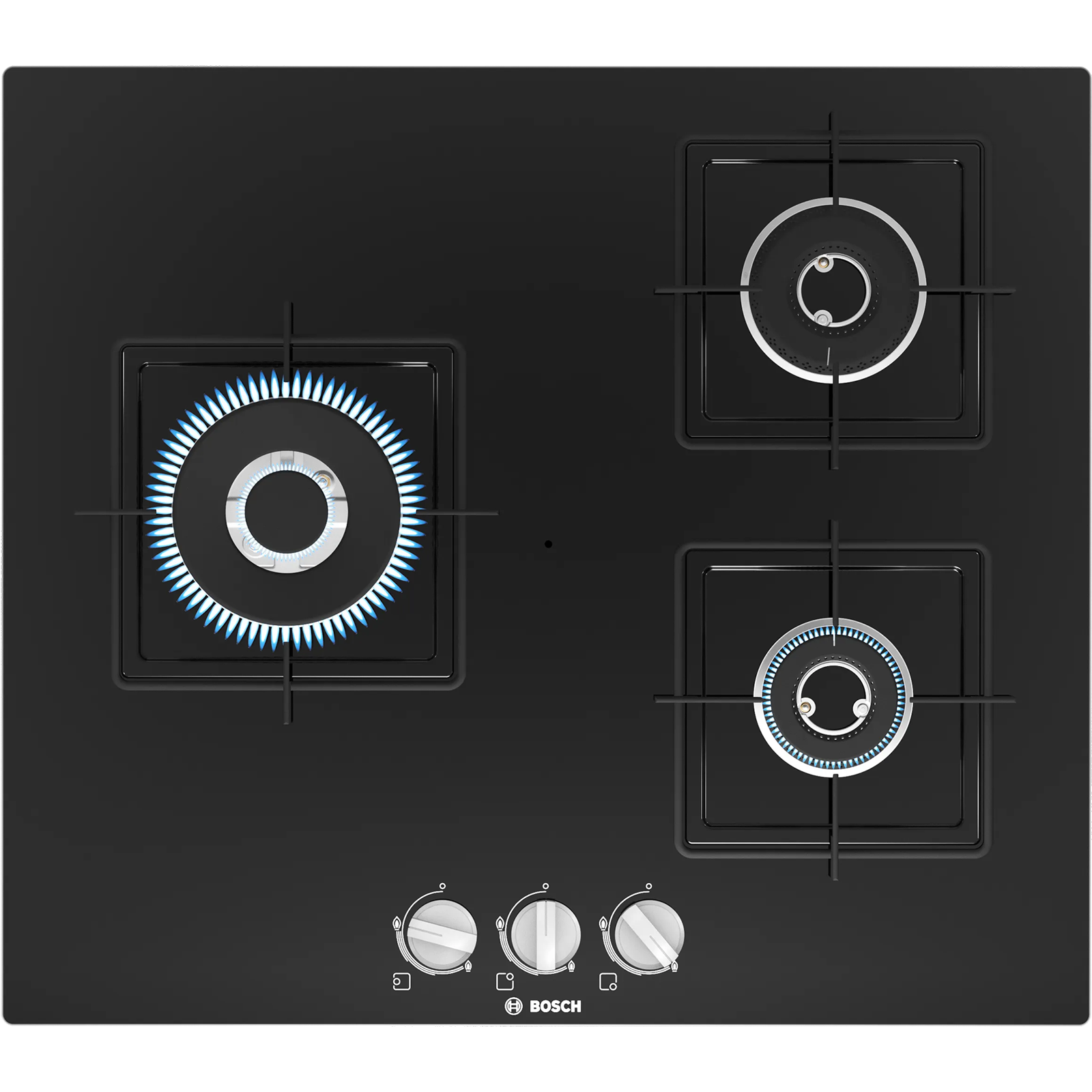 BOSCH Series 4 Tempered Glass Top 3 Burner Automatic Hob (Flame Failure Safety Device, Black) BOSCH Series 4 Tempered Glass Top 3 Burner Automatic Hob (Flame Failure Safety Device, Black)_1