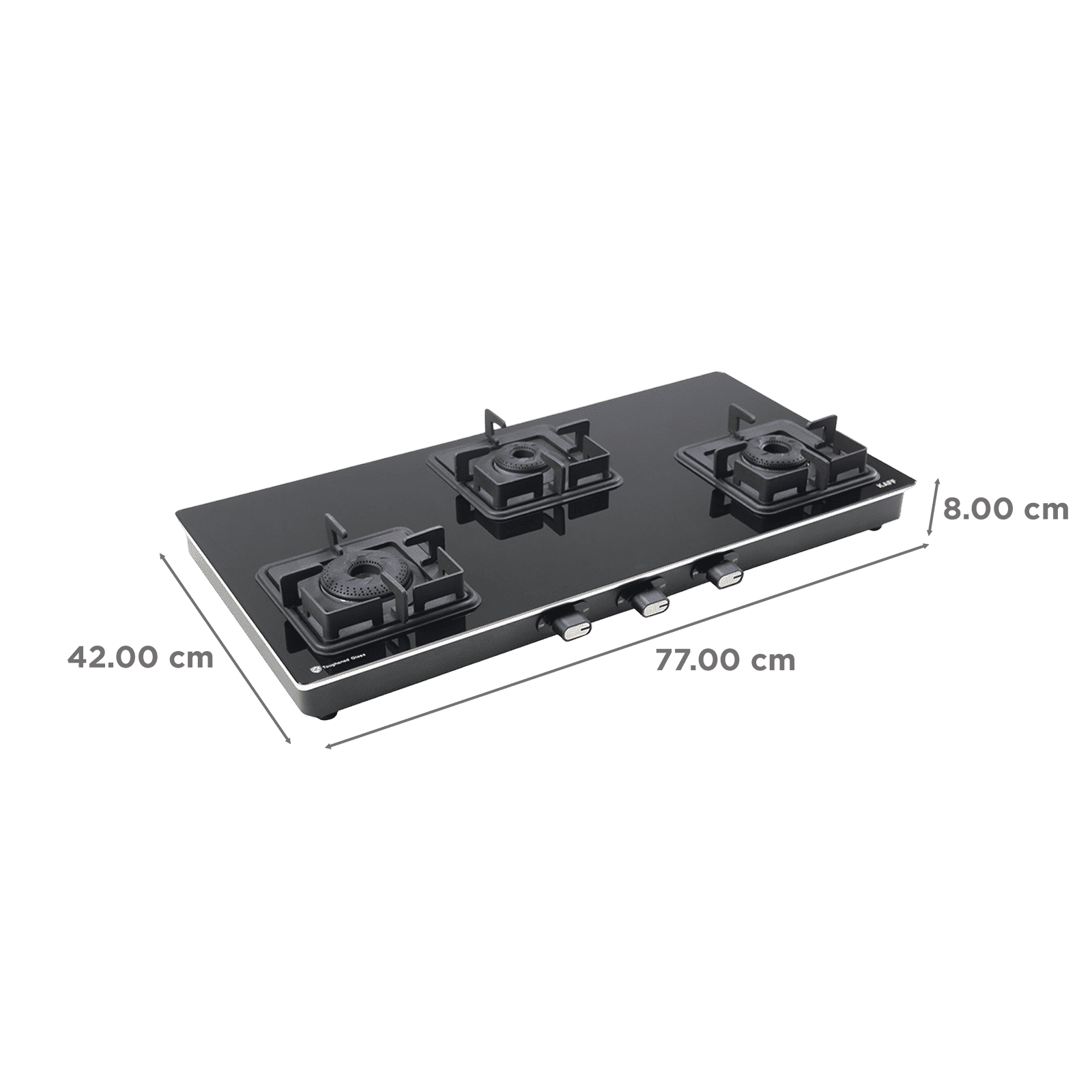 KAFF CTQ773B Toughened Glass Top 3 Burner Manual Gas Stove (Edge Protection, Black) KAFF CTQ773B Toughened Glass Top 3 Burner Manual Gas Stove (Edge Protection, Black)_2