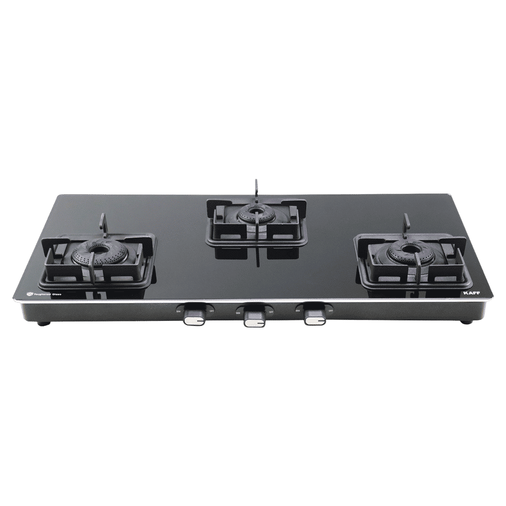 KAFF CTQ773BAI Toughened Glass Top 3 Burner Automatic Gas Stove (Edge Protection, Black)_2