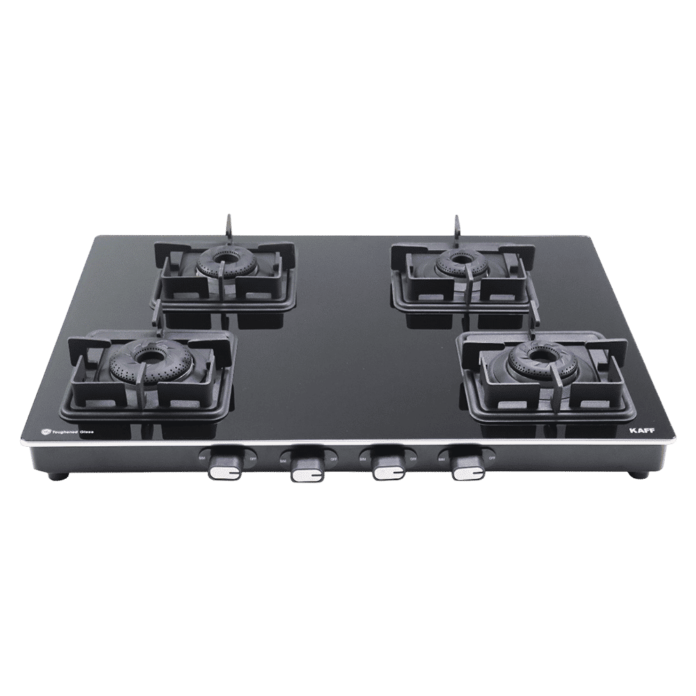 KAFF CTQ694B Toughened Glass Top 4 Burner Manual Gas Stove (Edge Protection, Black) KAFF CTQ694B Toughened Glass Top 4 Burner Manual Gas Stove (Edge Protection, Black)_2