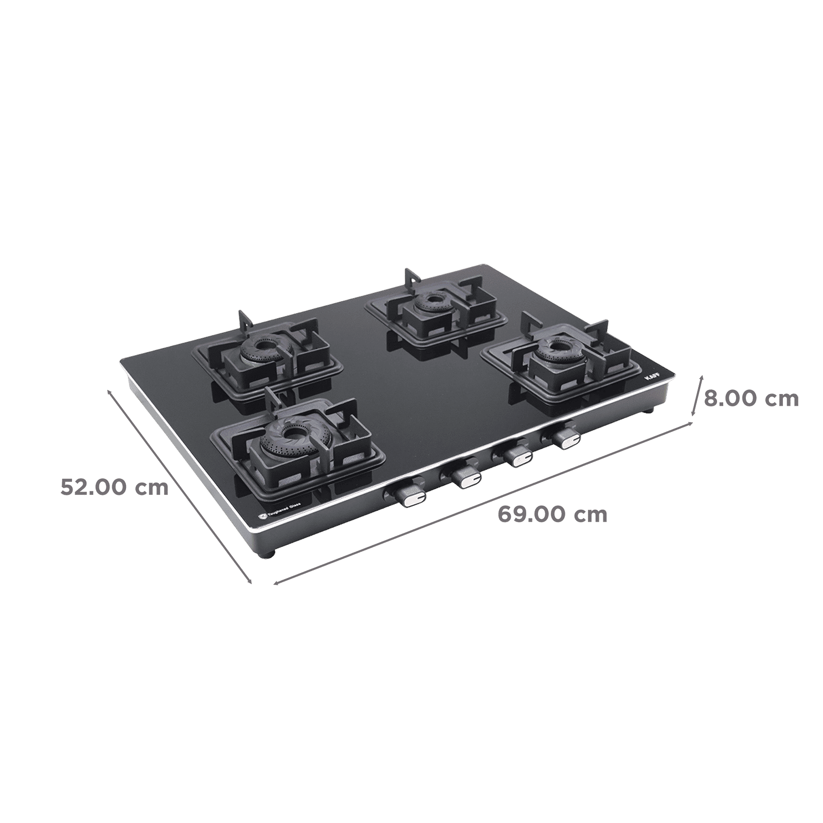 KAFF CTQ694BAI Toughened Glass Top 4 Burner Automatic Gas Stove (Edge Protection, Black)_2