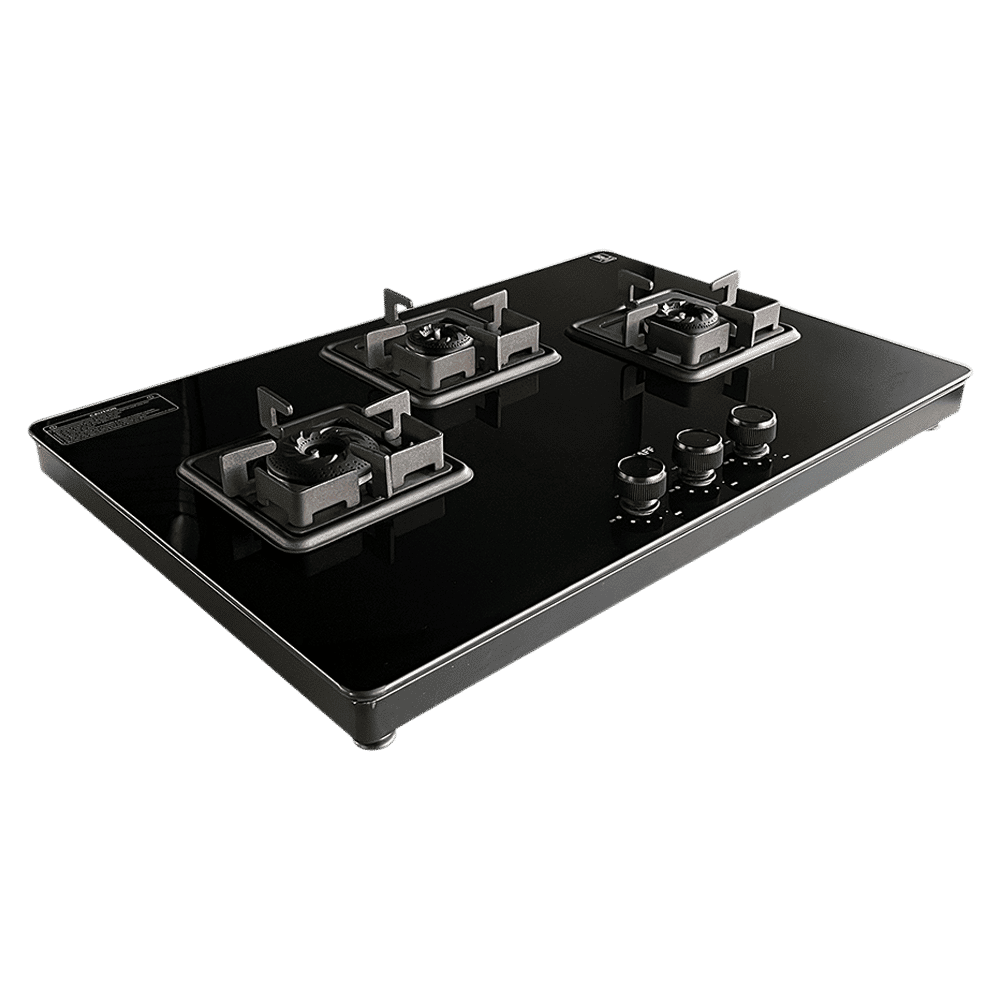KAFF CTH753BAI Toughened Glass Top 3 Burner Automatic Gas Stove (Integrated Flame Protector, Black)_1