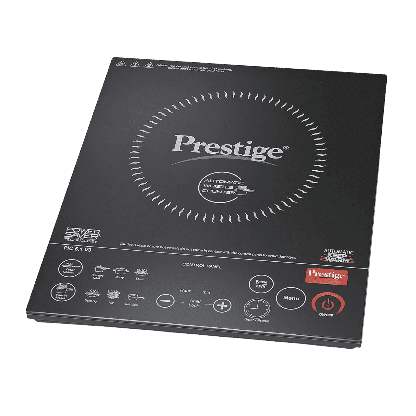 Prestige PIC 6.1 V3 2200W Single Induction Cooktop with 8 Preset Menus_1