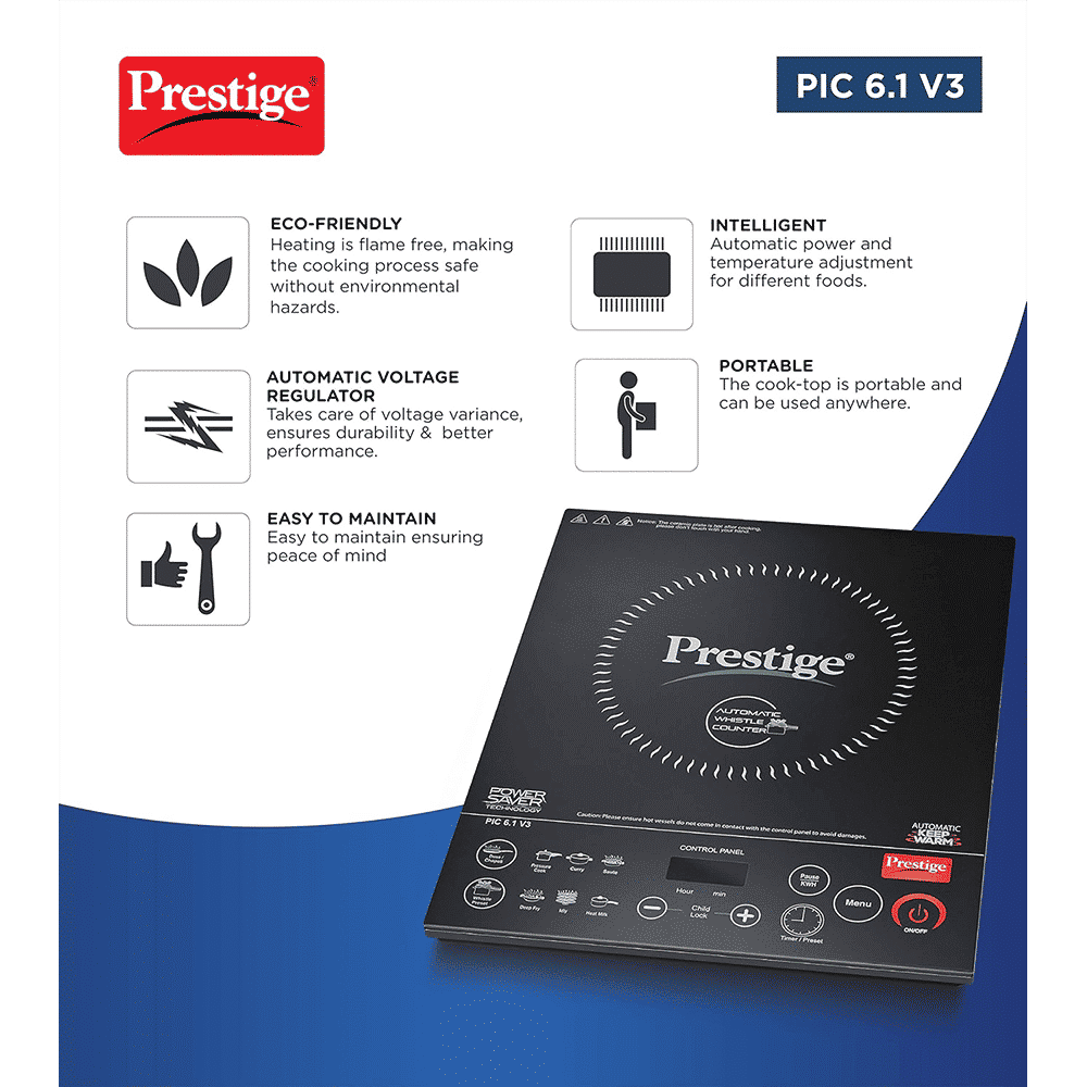 Prestige PIC 6.1 V3 2200W Single Induction Cooktop with 8 Preset Menus_6
