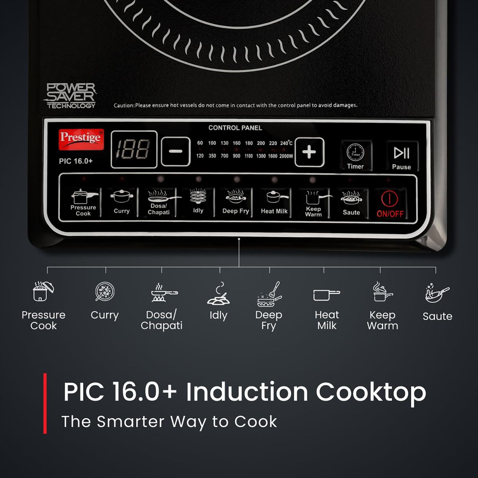 Prestige PIC 16.0 Plus 2000W Single Induction Cooktop with 8 Preset Menus Prestige PIC 16.0 Plus 2000W Single Induction Cooktop with 8 Preset Menus_4