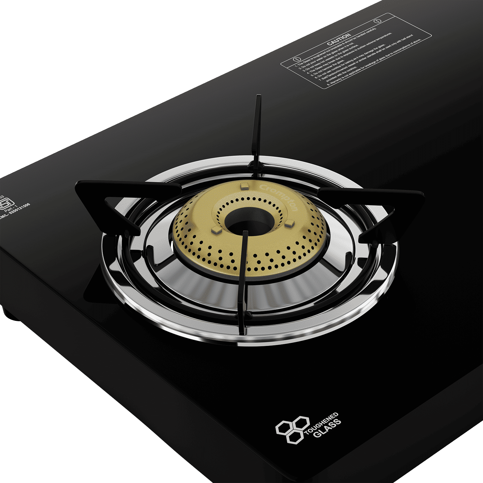Crompton FlameMaster Toughened Glass Top 2 Burner Manual Gas Stove (Mild Steel Body, Black)_5