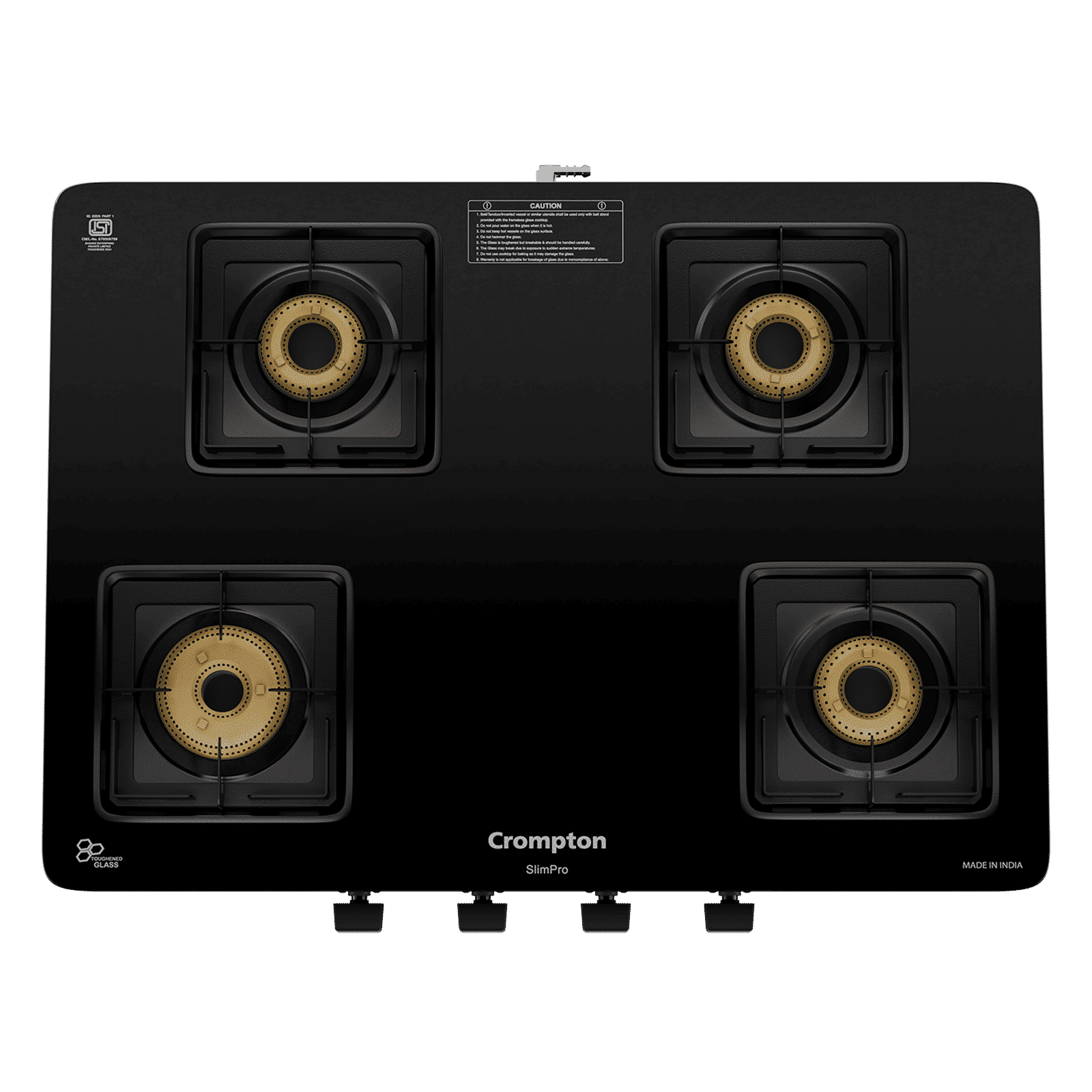 Crompton SlimPro Toughened Glass Top 4 Burner Manual Gas Stove (Mild Steel Body, Black)_4