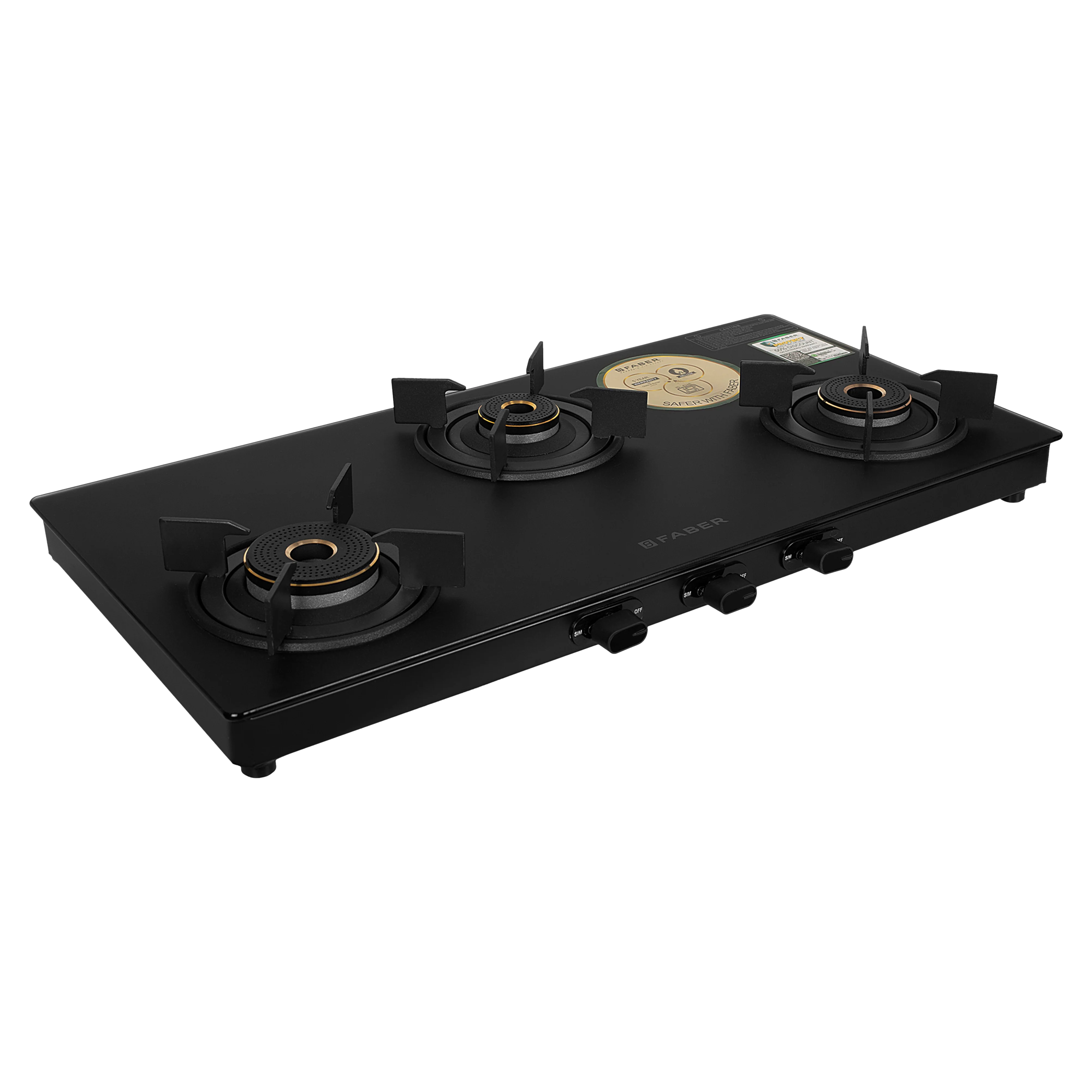 FABER NEBULA Glass Top 3 Burner Manual Gas Stove (Matt Finish, Black)_1