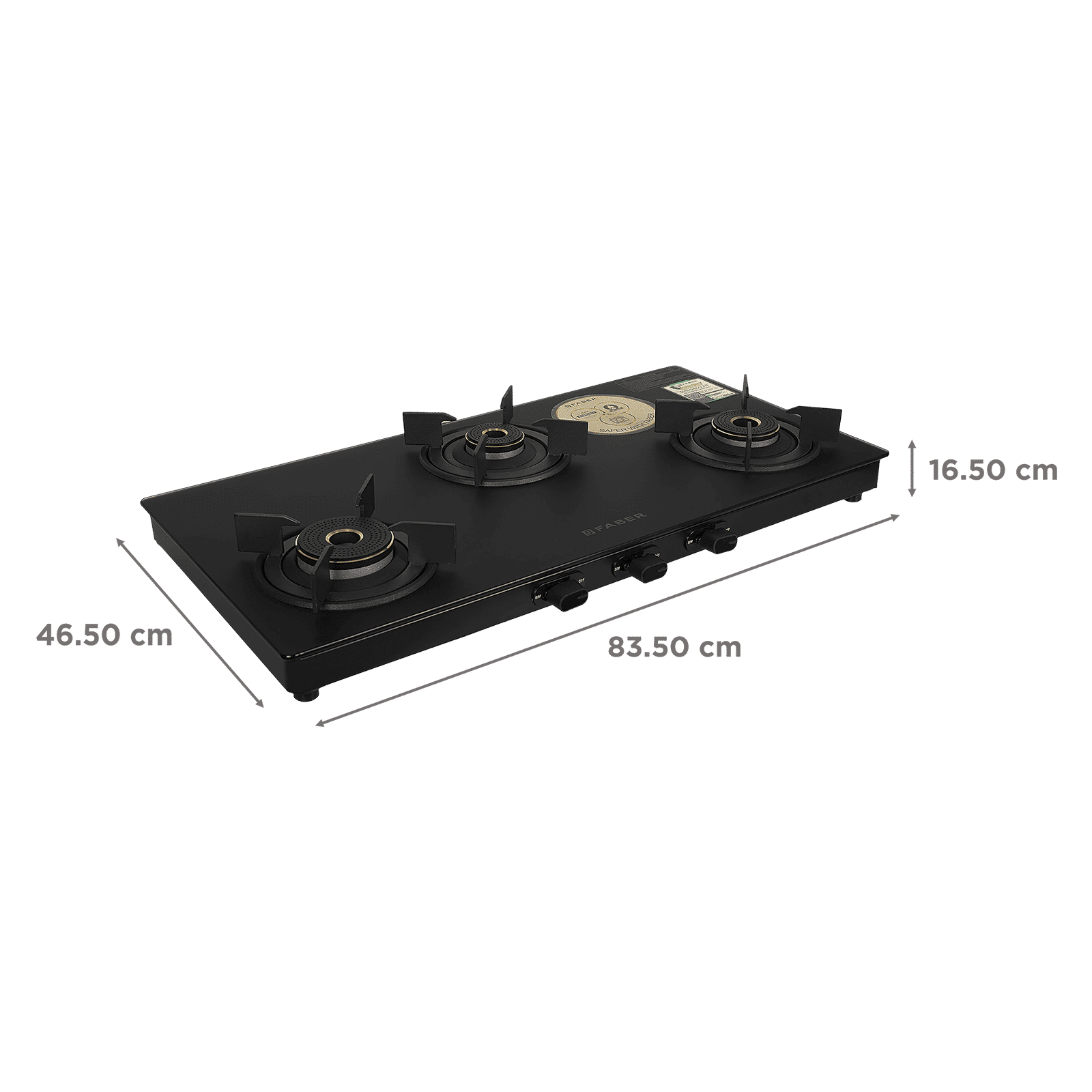 FABER NEBULA Glass Top 3 Burner Manual Gas Stove (Matt Finish, Black)_2