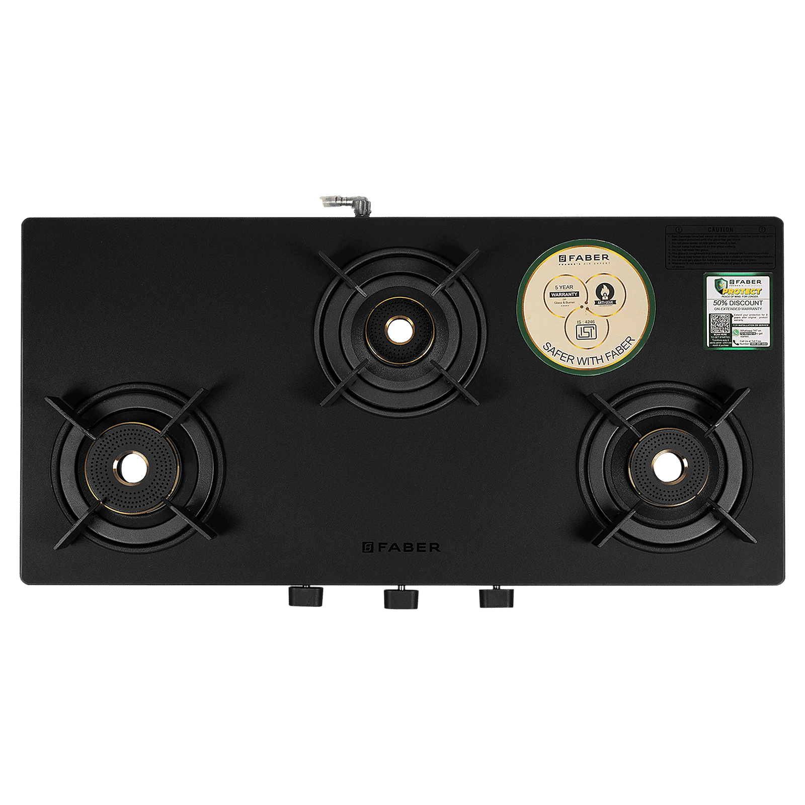 FABER NEBULA Glass Top 3 Burner Manual Gas Stove (Matt Finish, Black)_6