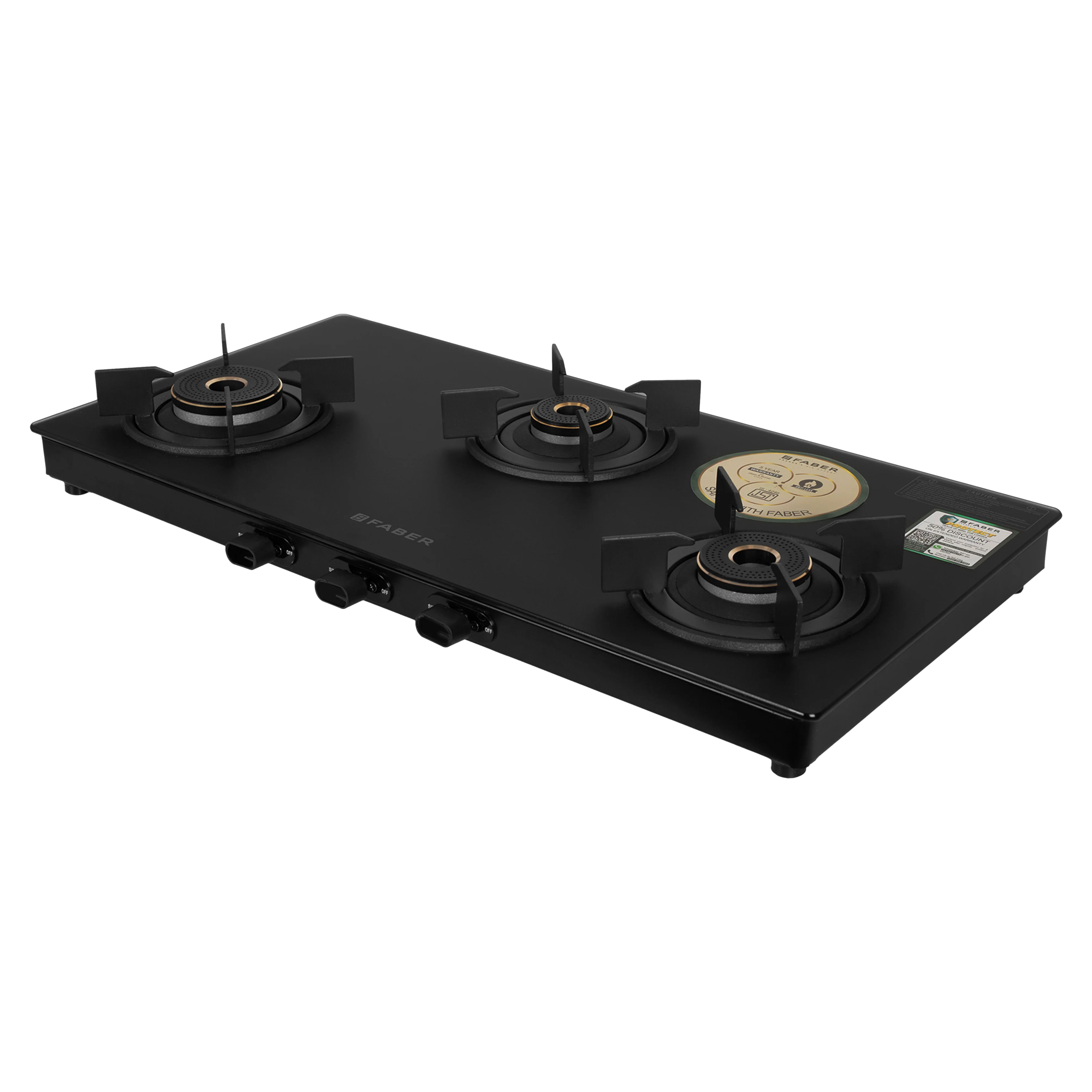 FABER NEBULA Glass Top 3 Burner Manual Gas Stove (Matt Finish, Black)_7