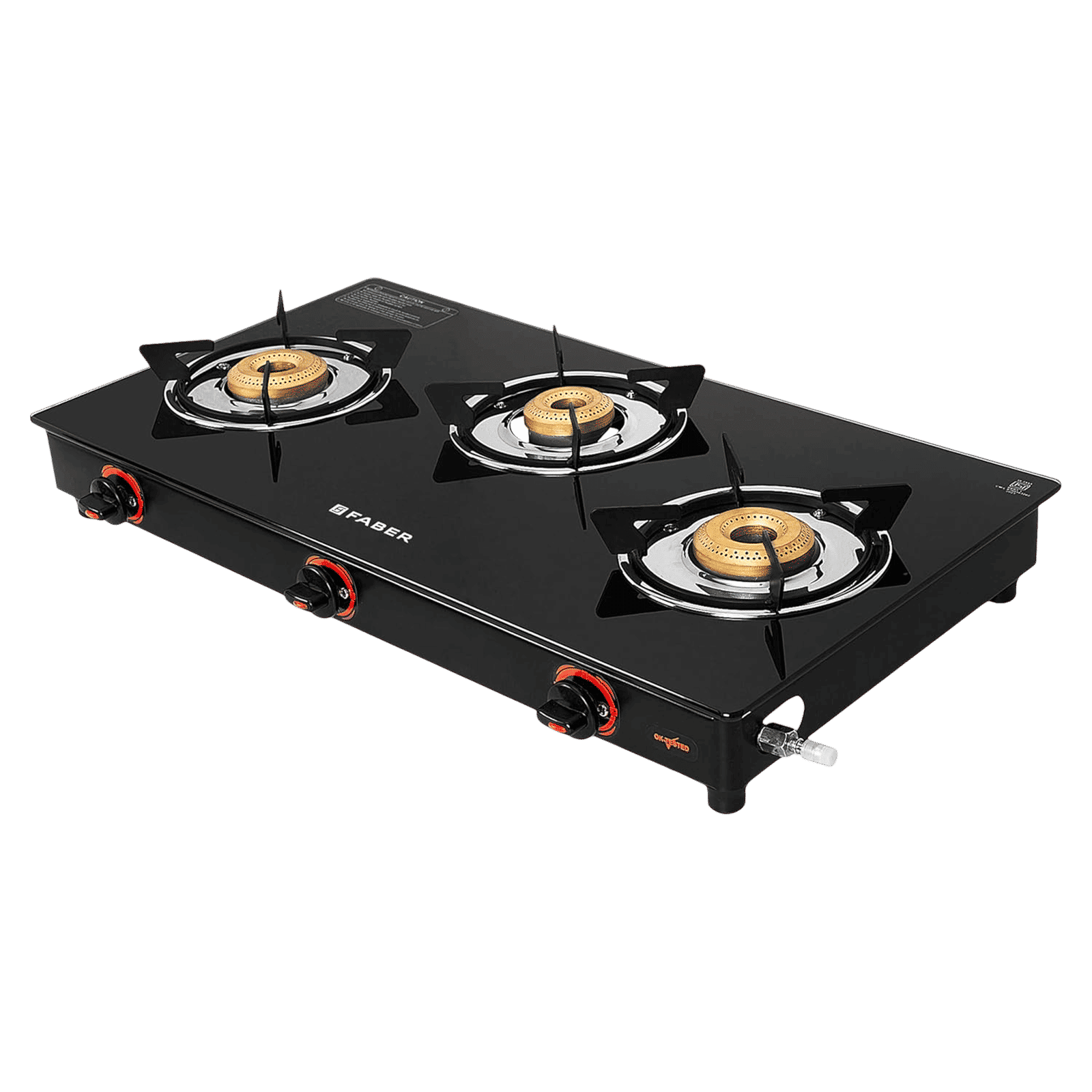 FABER JADE Toughened Glass Top 3 Burner Manual Gas Stove (Powder Coated Pan Support, Black)_1