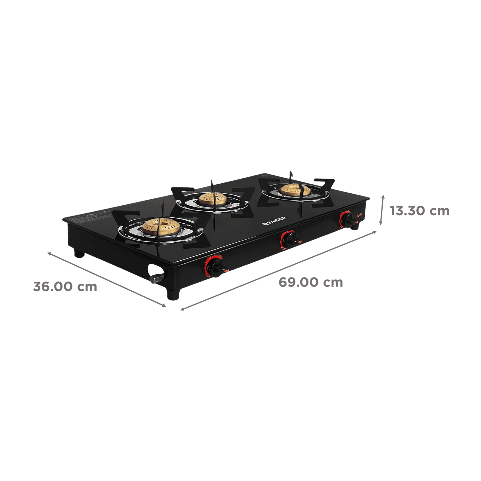 FABER JADE Toughened Glass Top 3 Burner Manual Gas Stove (Powder Coated Pan Support, Black)_2