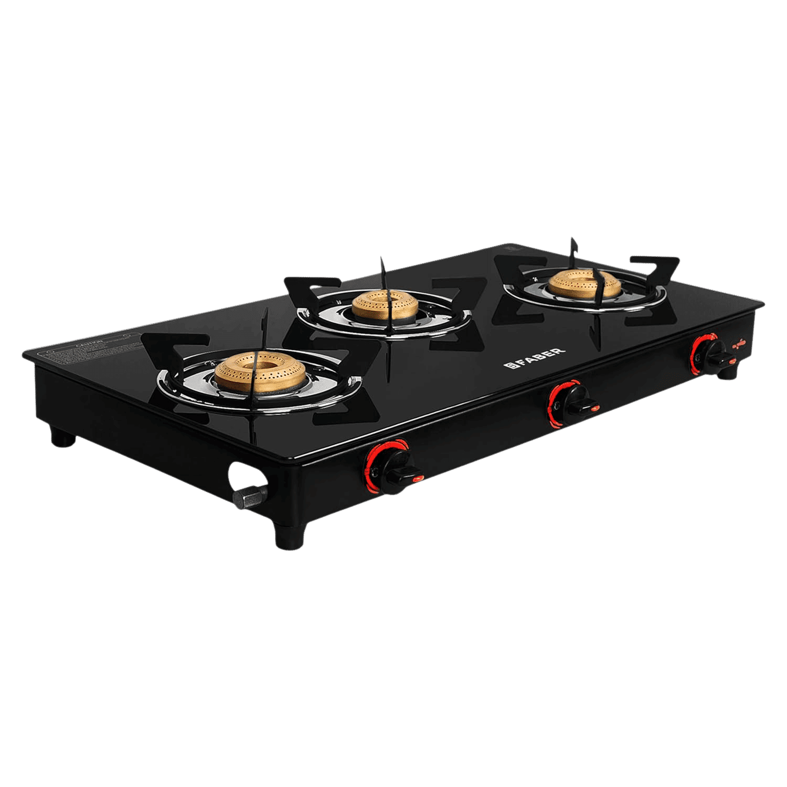 FABER JADE Toughened Glass Top 3 Burner Manual Gas Stove (Powder Coated Pan Support, Black)_6