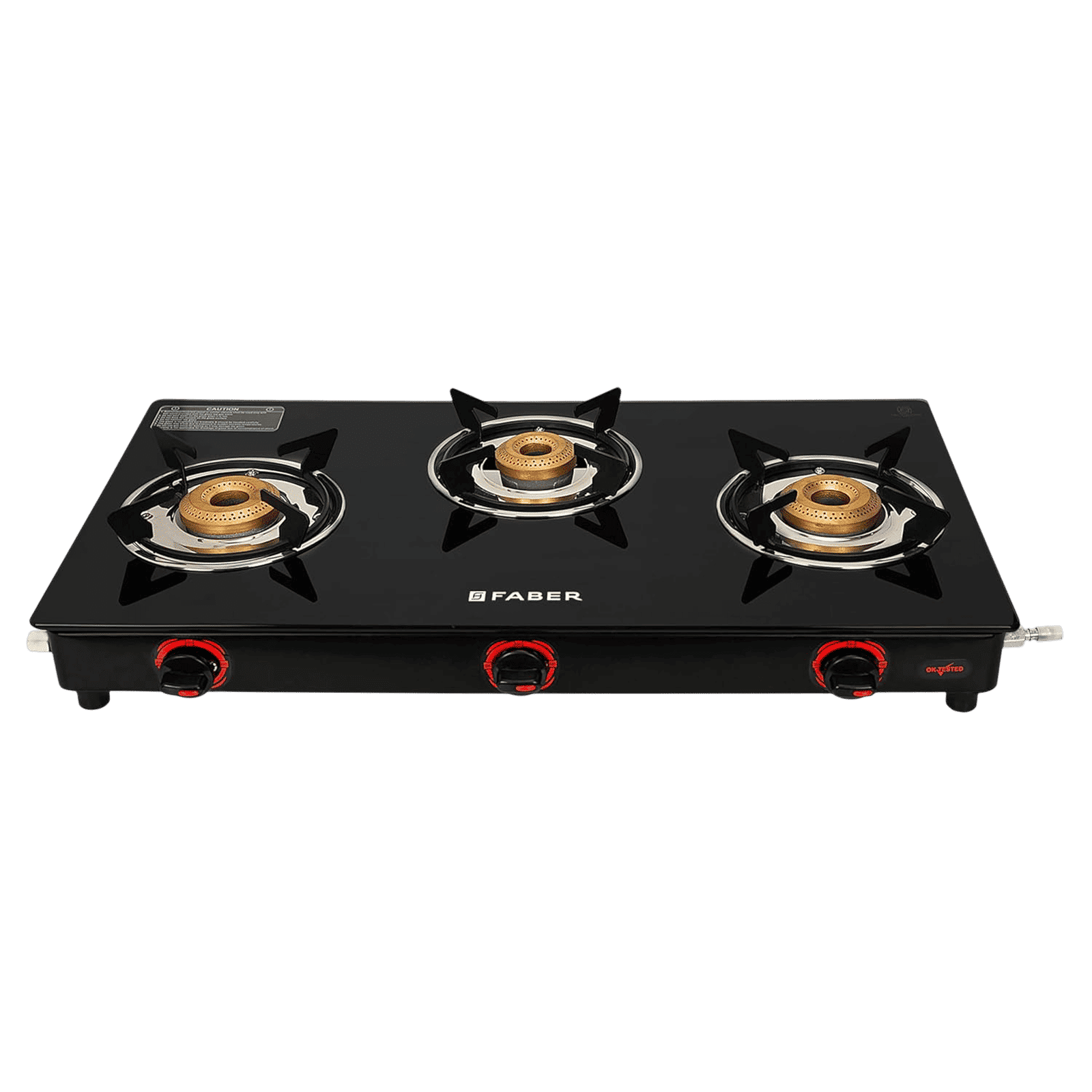 FABER JADE Toughened Glass Top 3 Burner Manual Gas Stove (Powder Coated Pan Support, Black)_7