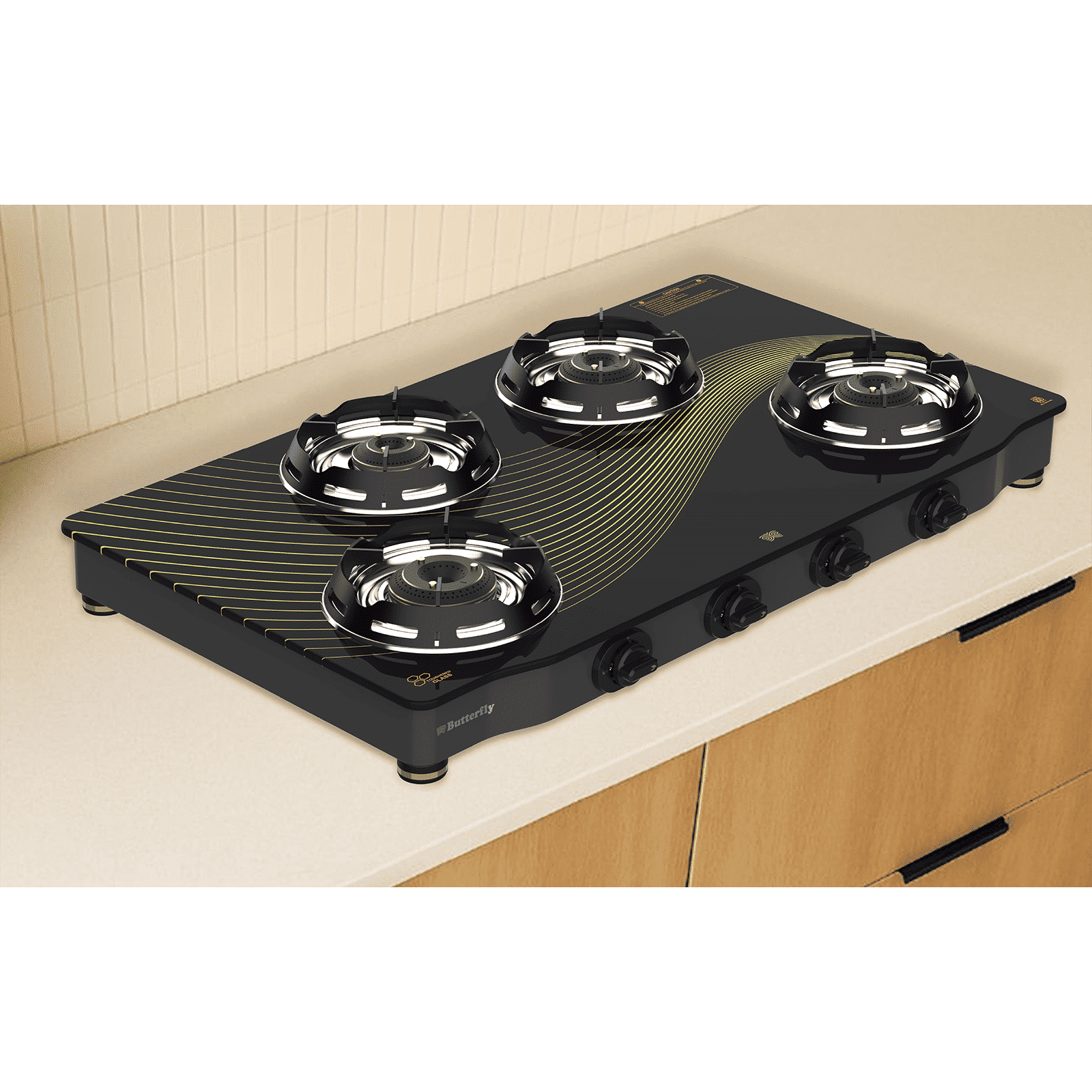 Butterfly Renz Tempered Glass Top 4 Burner Manual Gas Stove (Rust Resistant Frame, Black) Butterfly Renz Tempered Glass Top 4 Burner Manual Gas Stove (Rust Resistant Frame, Black)_3