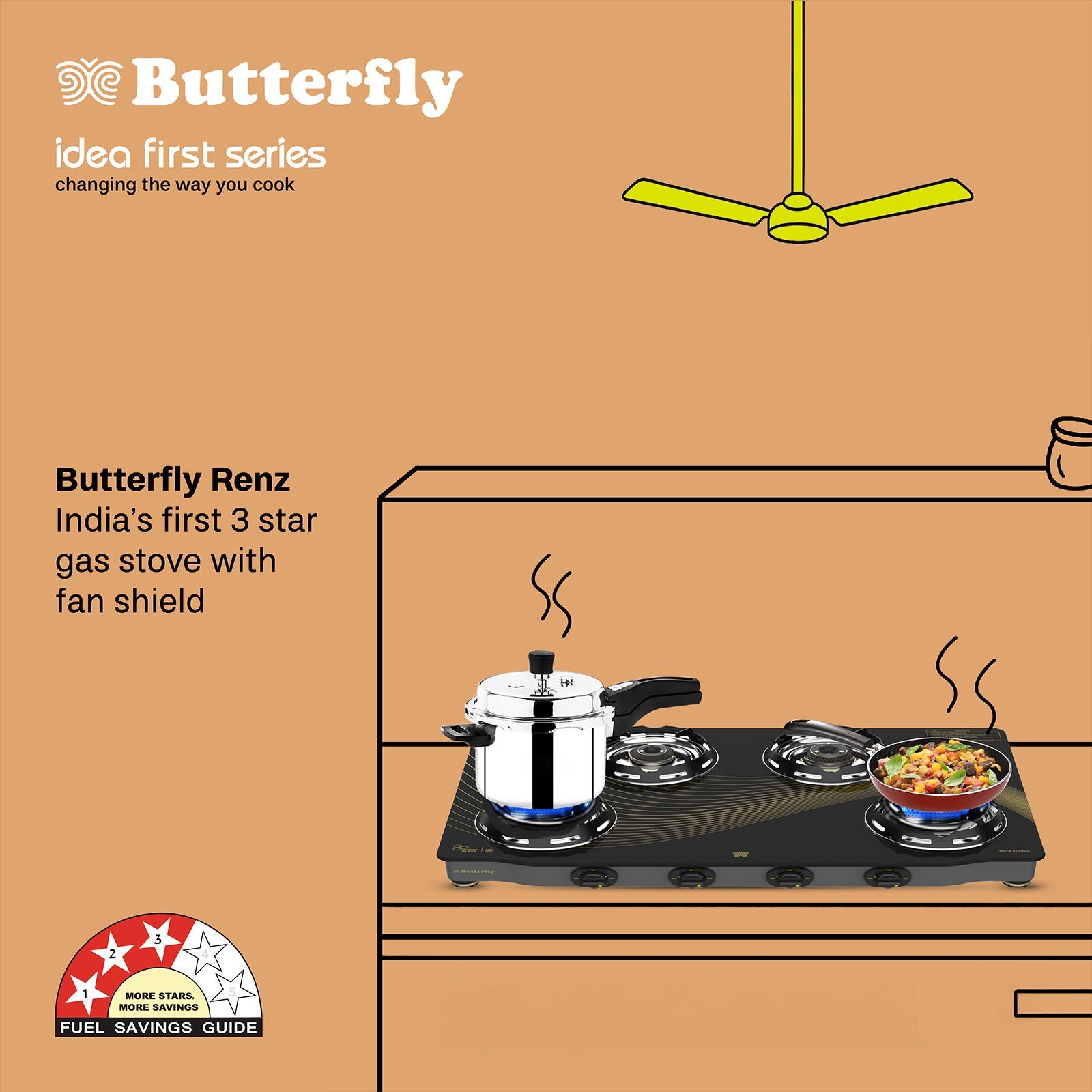 Butterfly Renz Tempered Glass Top 4 Burner Manual Gas Stove (Rust Resistant Frame, Black) Butterfly Renz Tempered Glass Top 4 Burner Manual Gas Stove (Rust Resistant Frame, Black)_4