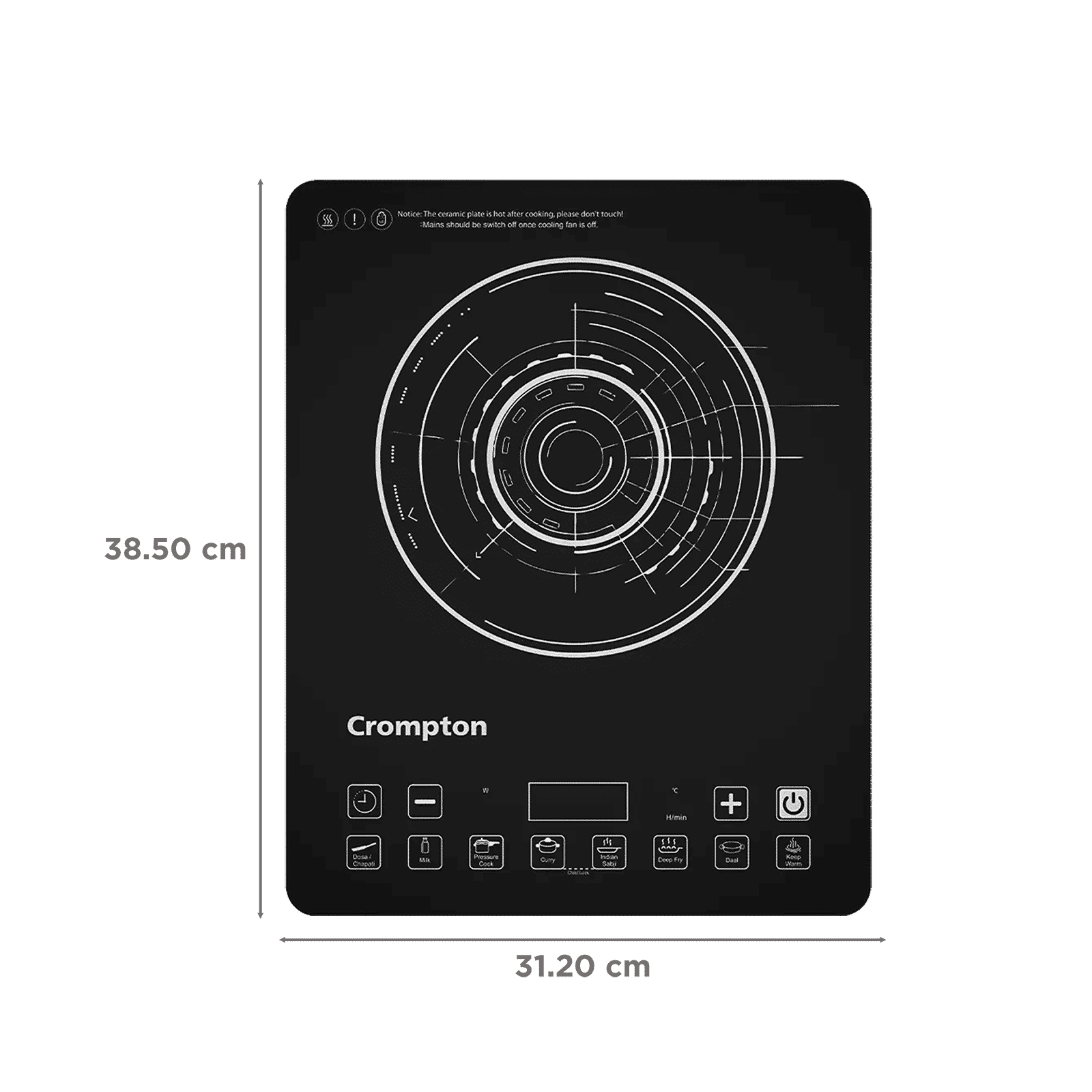 Crompton Instaserve 2100W Induction Cooktop with 8 Preset Menus_2