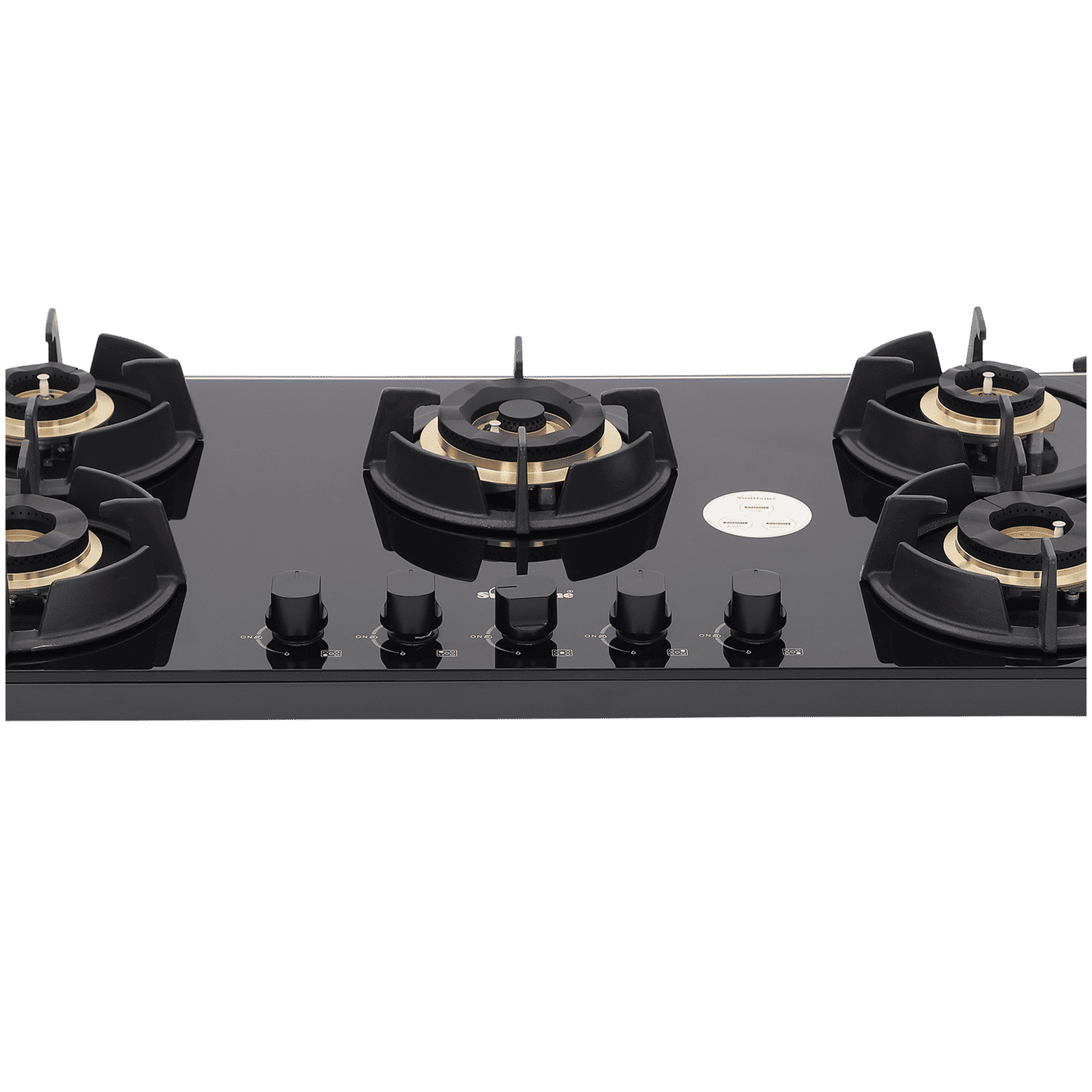 Sunflame SHA 586 UBR Toughened Glass Top 5 Burner Automatic Hob (Cast Iron Pan Supports, Black)_2