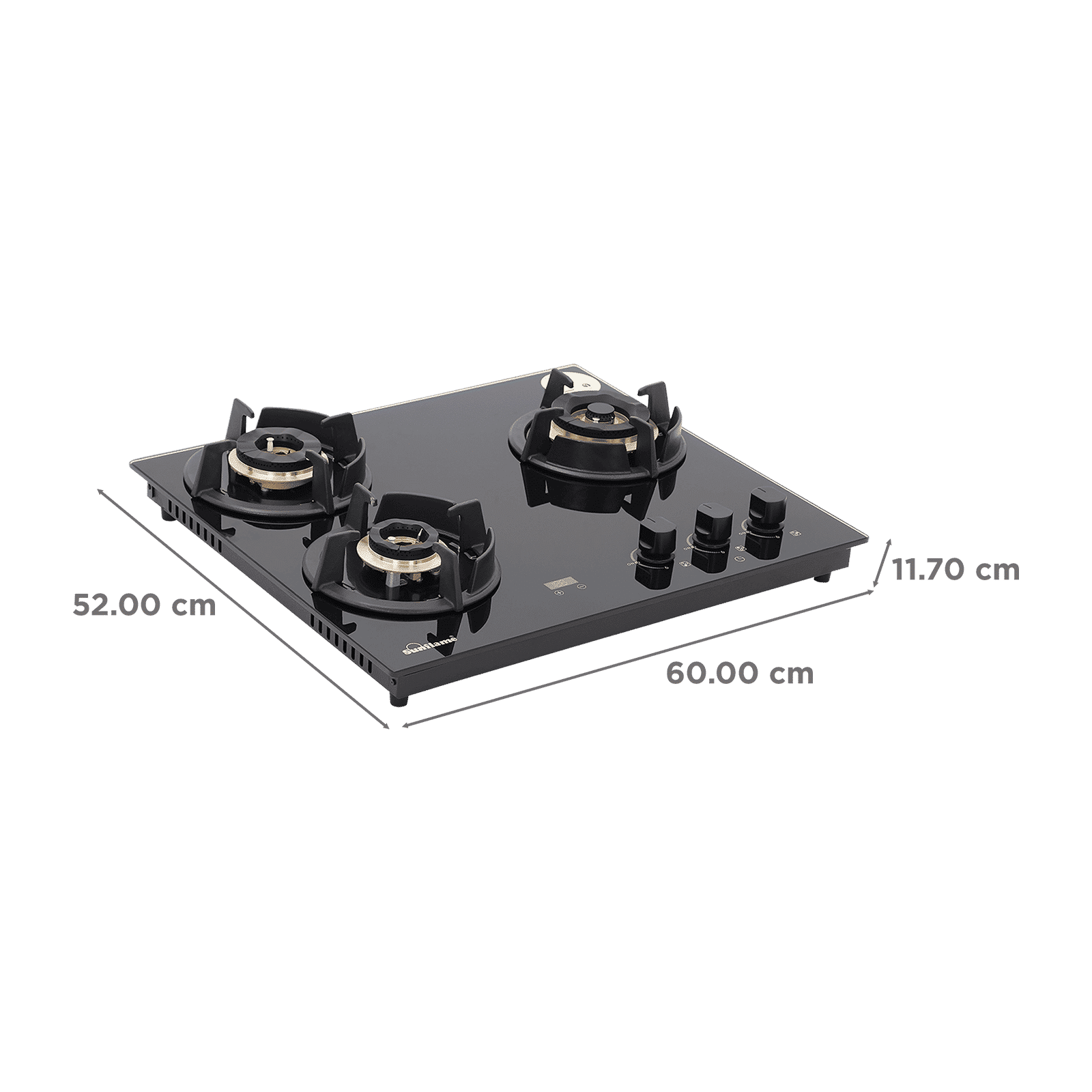 Sunflame SHA 360 UBR Toughened Glass Top 3 Burner Automatic Hob (Flame Failure Device, Black)_2