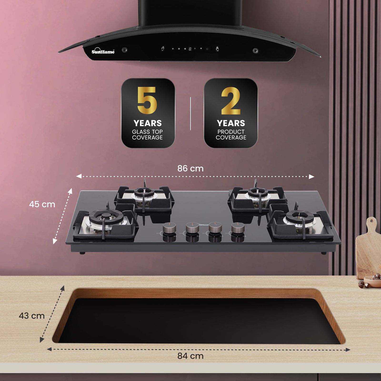 Sunflame SHA 486 PHS Toughened Glass Top 4 Burner Automatic Hob (Flame Failure Device, Black)_10