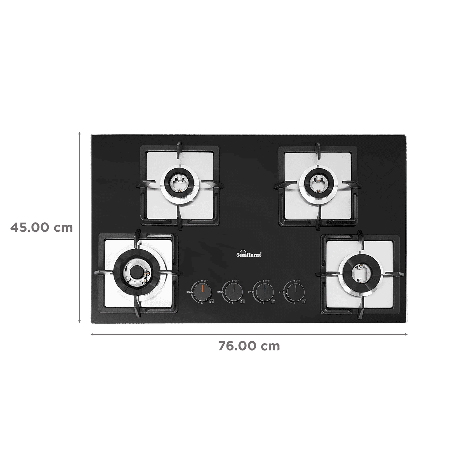 Sunflame SHA 476 PHS Tempered Glass Top 4 Burner Automatic Hob (Flame Failure Device, Black)_2