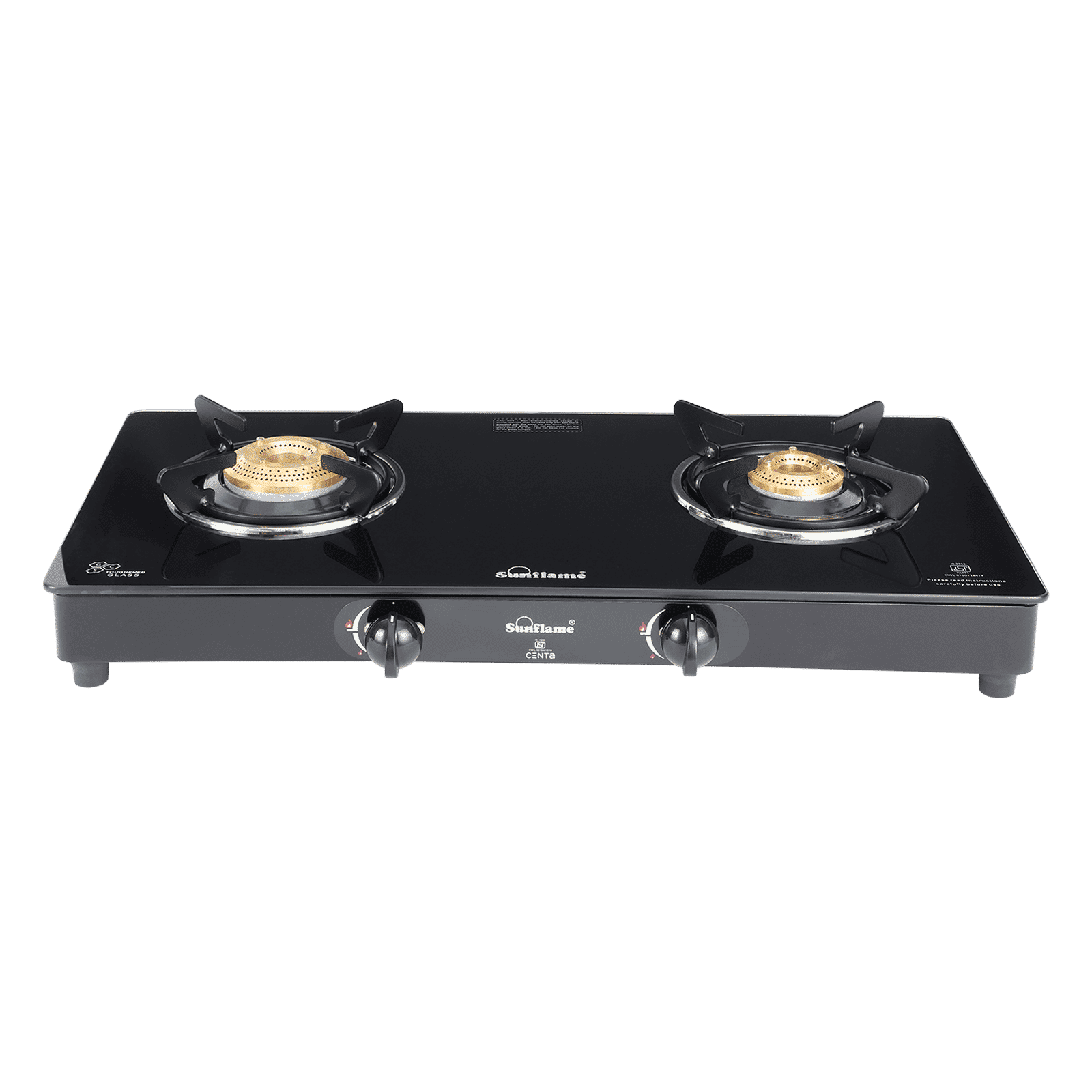 Sunflame Centa Toughened Glass Top 2 Burner Manual Gas Stove (Black)_1