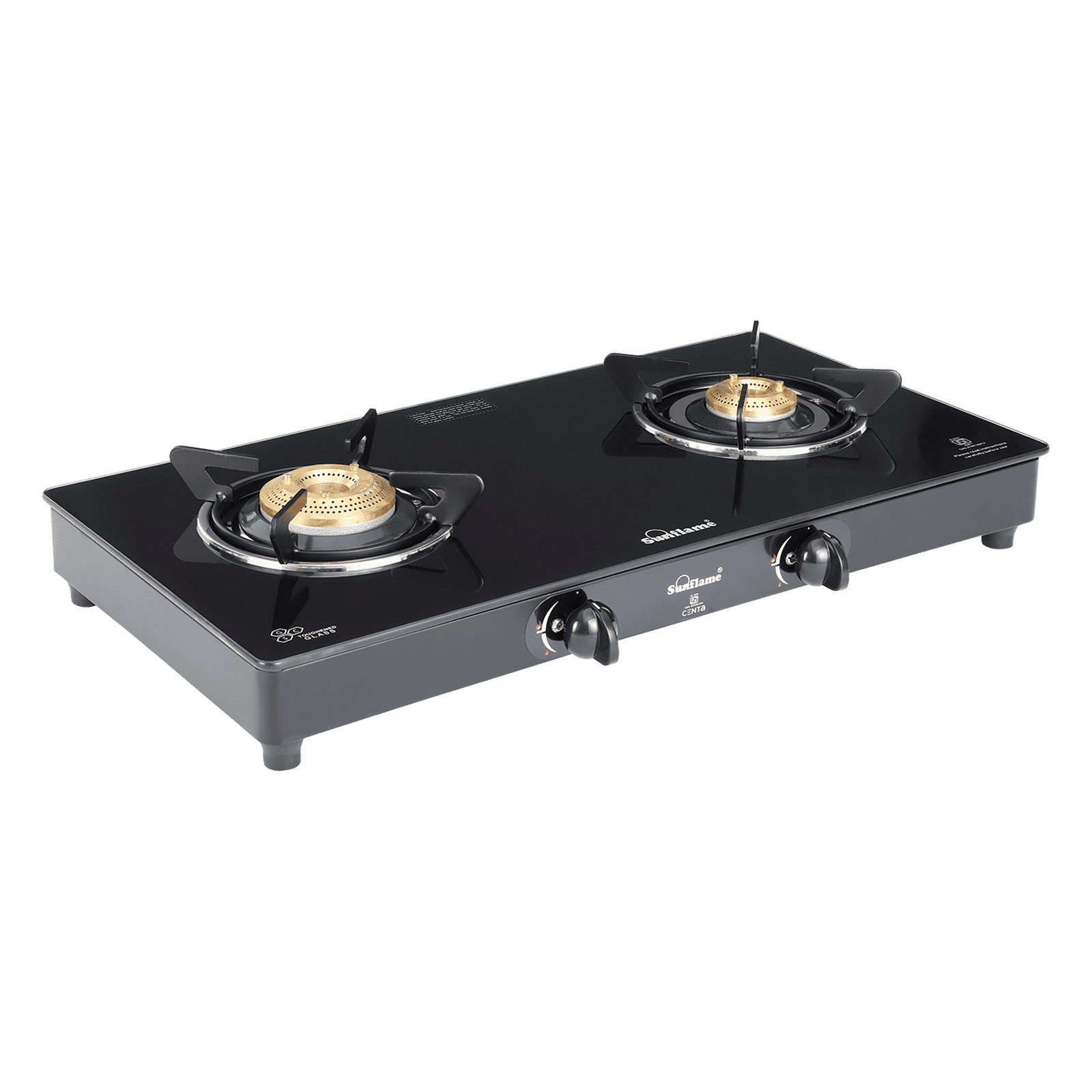 Sunflame Centa Toughened Glass Top 2 Burner Manual Gas Stove (Black)_4
