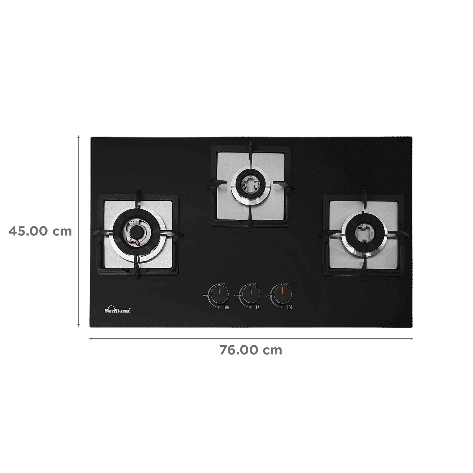 Sunflame SHA 376 PHS Tempered Glass Top 3 Burner Automatic Hob (Flame Failure Device, Black)_2