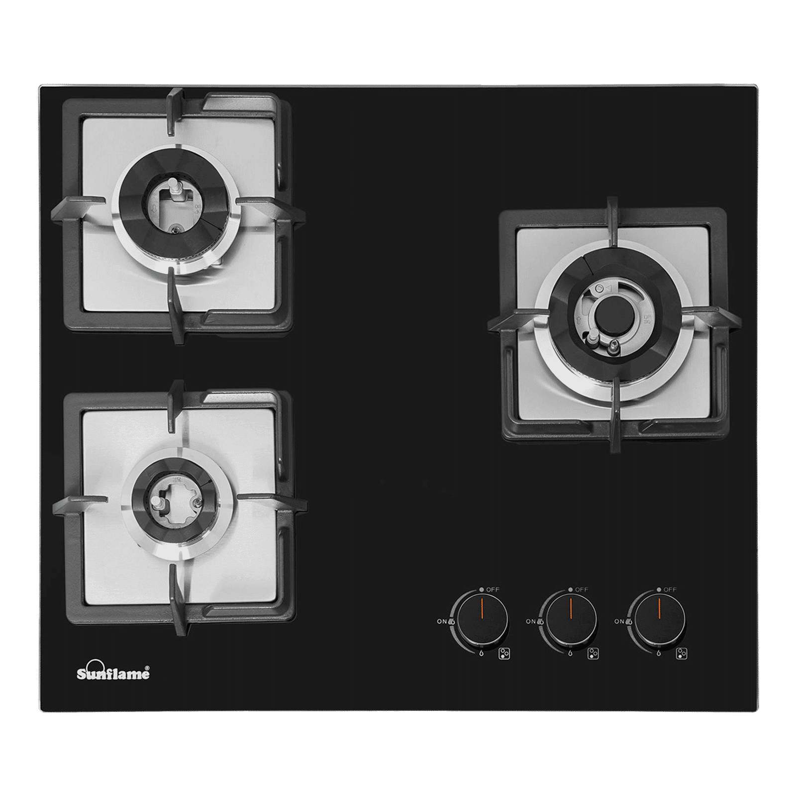 Sunflame SHA 360 PHS Tempered Glass Top 3 Burner Automatic Hob (Flame Failure Device, Black)_1