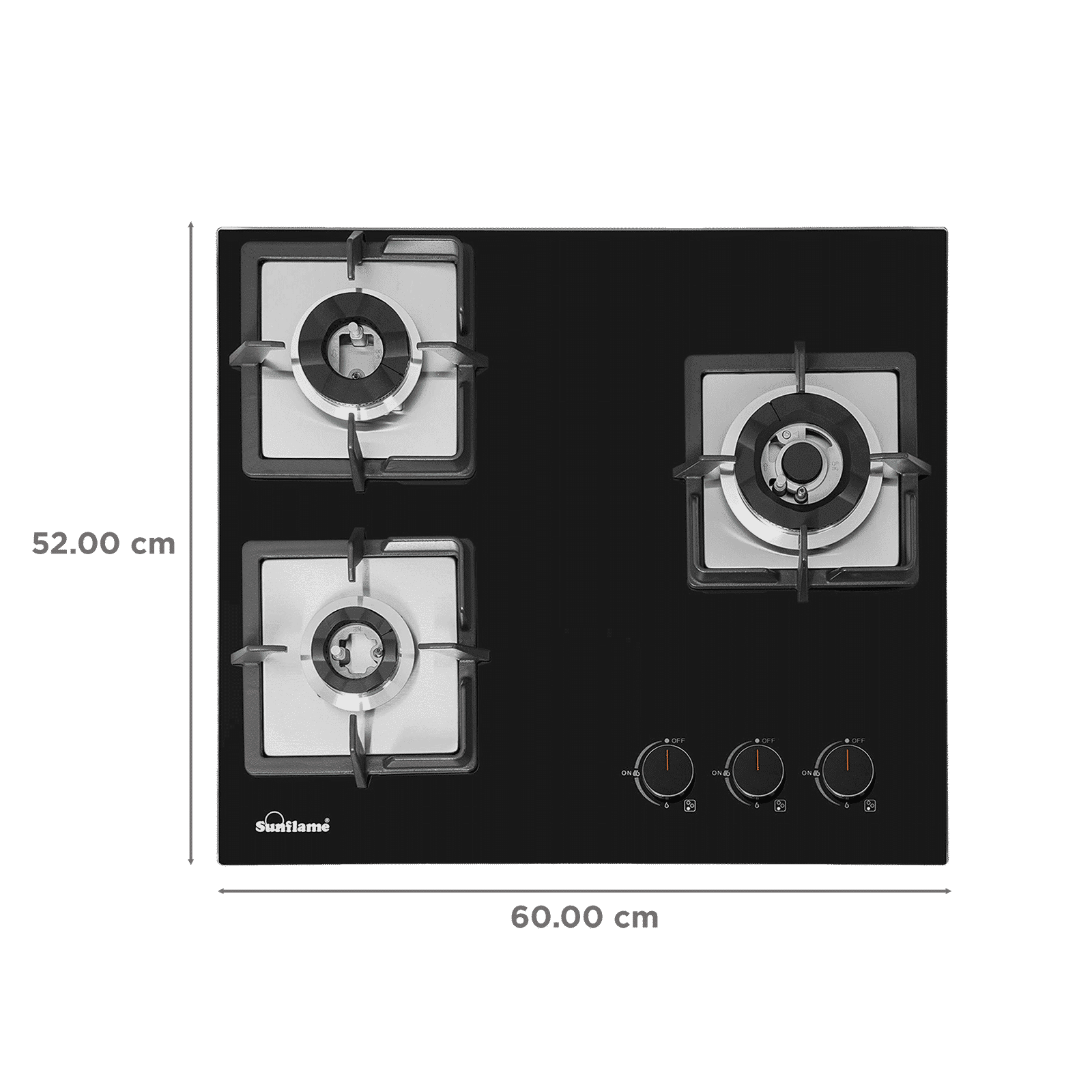 Sunflame SHA 360 PHS Tempered Glass Top 3 Burner Automatic Hob (Flame Failure Device, Black)_2